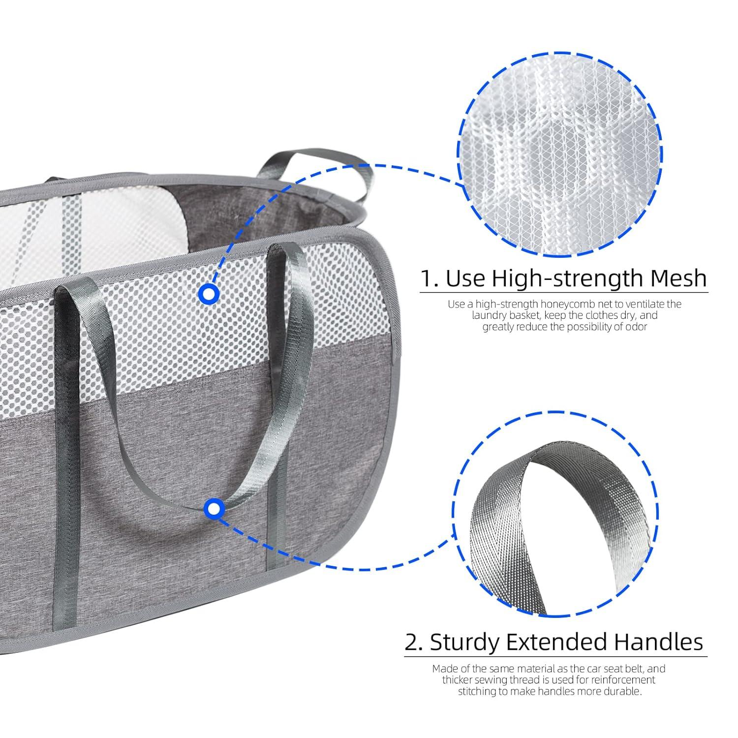 Pop-Up Laundry Hamper with Reinforced U-Shaped Handle - 1.5 Load Capacity Collapsible Basket, Magnetic Closure, Anti-Snap Safety Design, Fits in Washer/Dryer Gaps