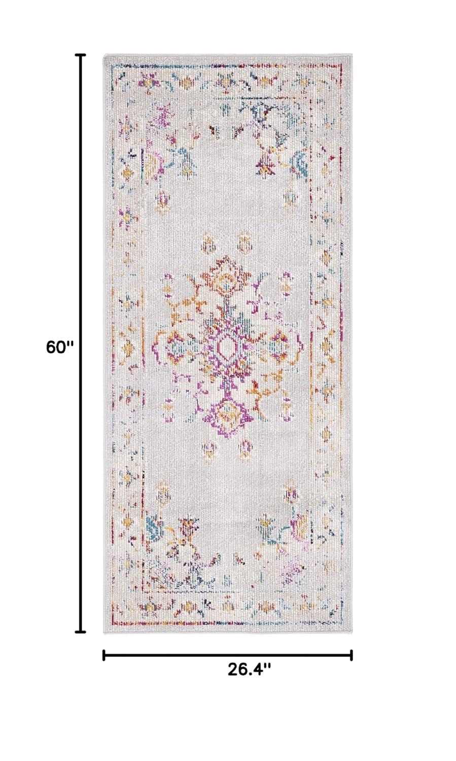 Crystal CRS521 Power Loomed Accent Rug - Grey/Cream - 2'2"x5' - Safavieh.