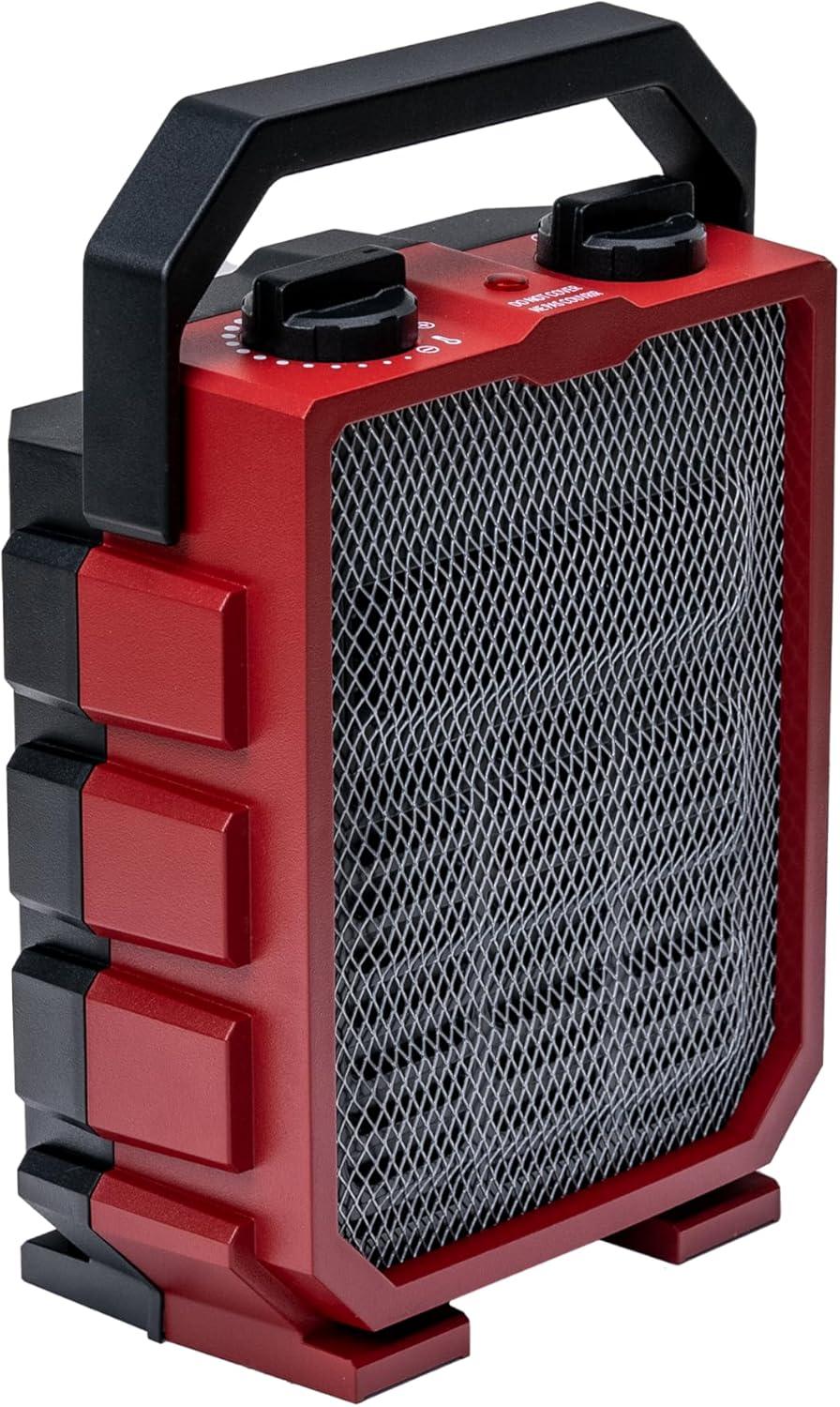 Comfort Zone Utility Space Heater with Foldable Handle for Indoor Use, Adjustable Thermostat, Fan Only Setting, Safety Tip-Over Switch & Overheat Protection