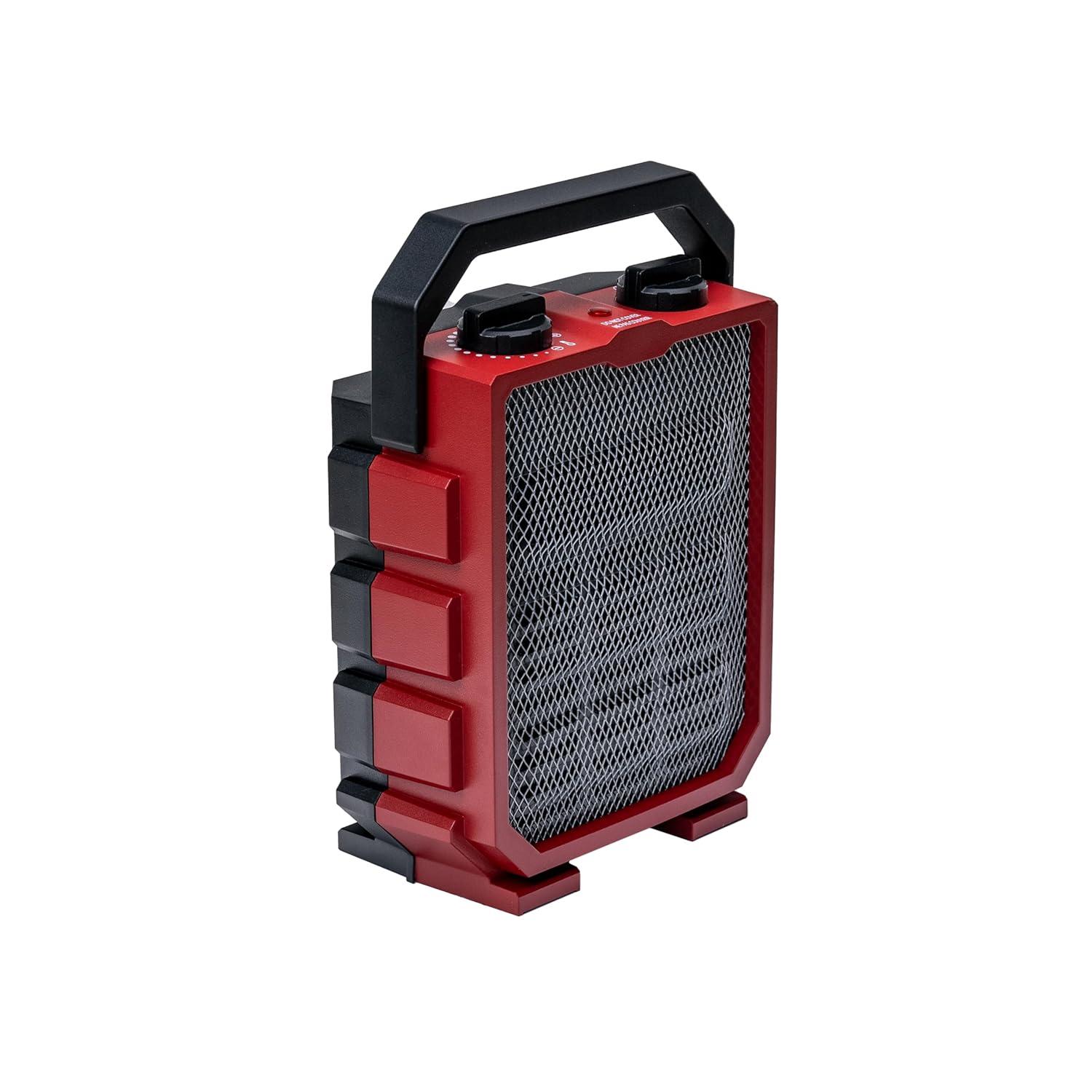 Comfort Zone Utility Space Heater with Foldable Handle for Indoor Use, Adjustable Thermostat, Fan Only Setting, Safety Tip-Over Switch & Overheat Protection