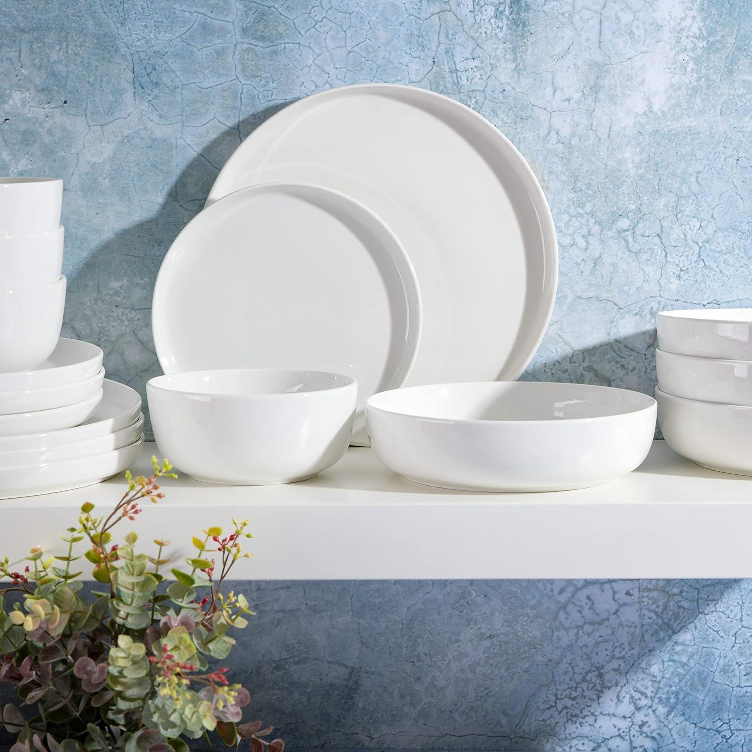 Oslo White Porcelain 16-Piece Dinnerware Set, Service for 4