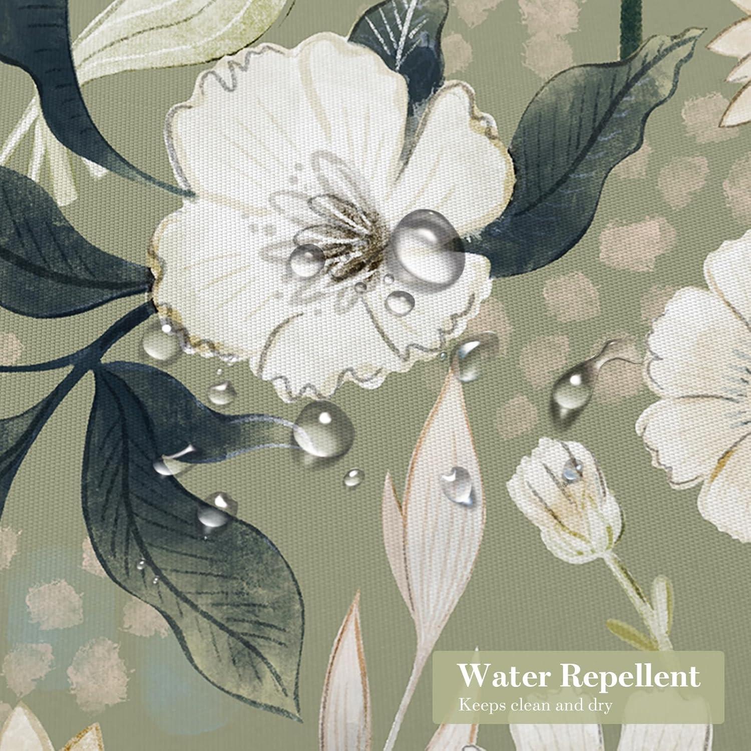 Red Barrel Studio® Green Floral Shower Curtain, Summer Plant Leaves Fabric Cloth Shower Curtains For Chic Elegant Bathroom Decor, Modern Abstract Colorful Flower Shower Curtain, 72X72