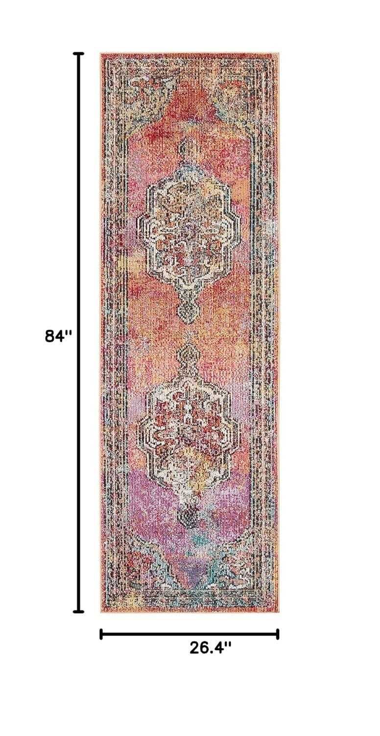 Crystal CRS502 Power Loomed Runner Rug - Orange/Light Blue - 2'2"x7' - Safavieh.