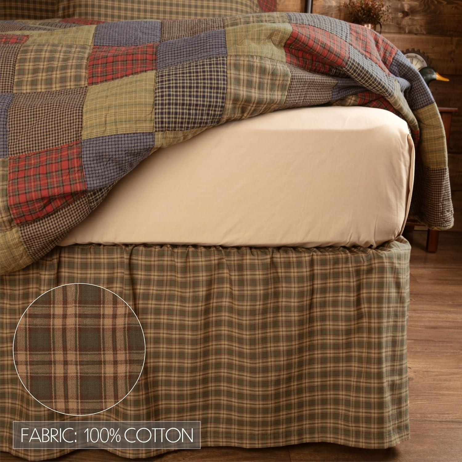 Cedar Ridge Twin Cotton Plaid Bed Skirt with Split Corners