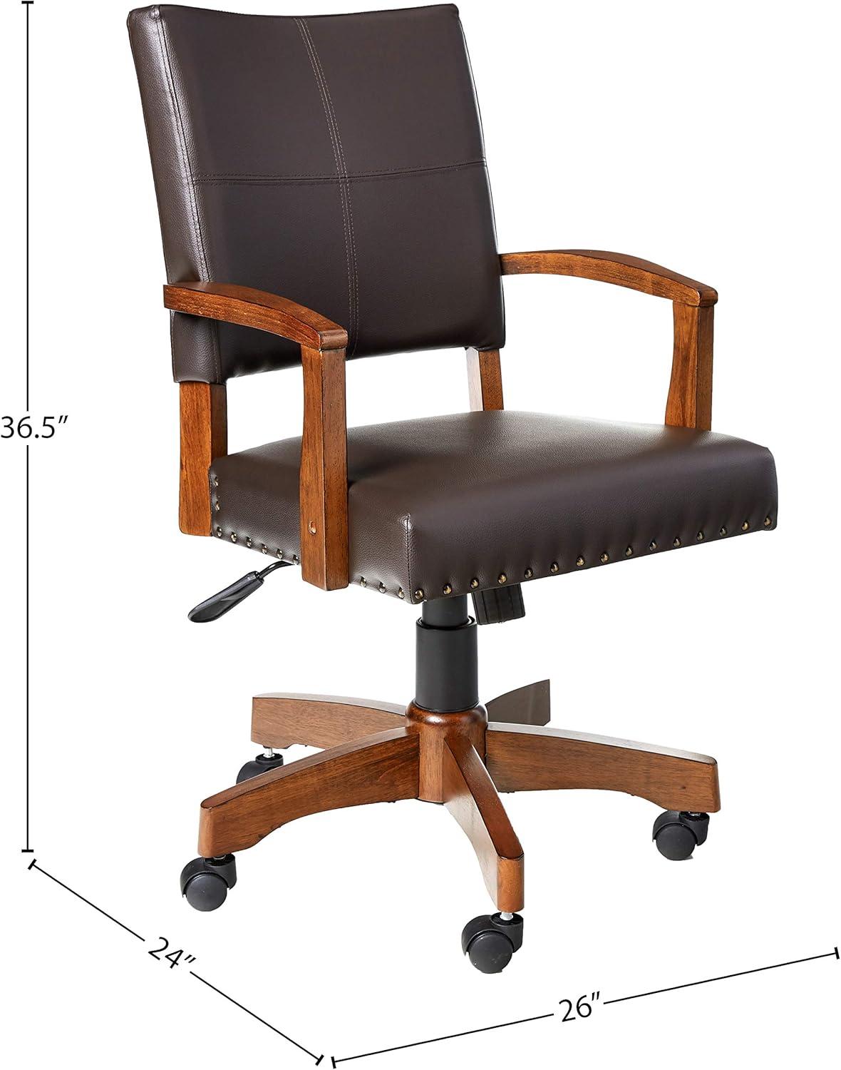 Deluxe Wood Bankers Chair in Espresso Faux Leather