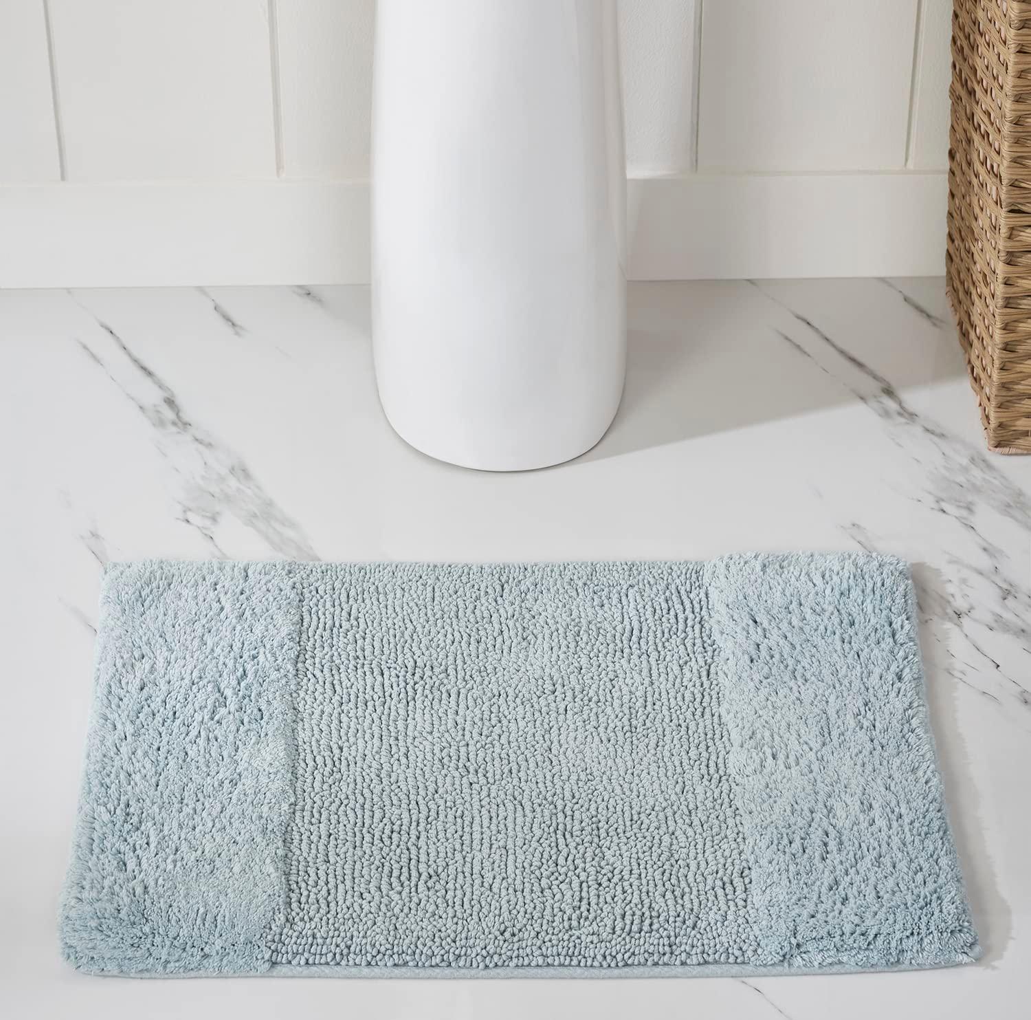 Better Trends 4 Piece Bathroom Rug Set, 100% Cotton, Extra Soft Tufted Bath Mat, Water Absorbent & Non Slip Bath Rug, (Blue) Granada Collection