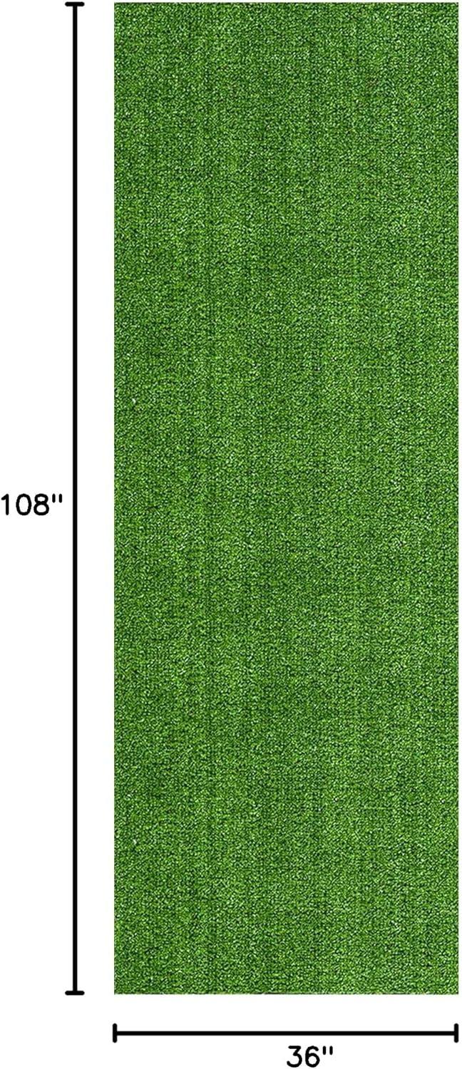 Ottomanson Waterproof 3x9 Indoor/Outdoor Artificial Grass Rug for Patio Pet Deck, 2'7" x 9', Green