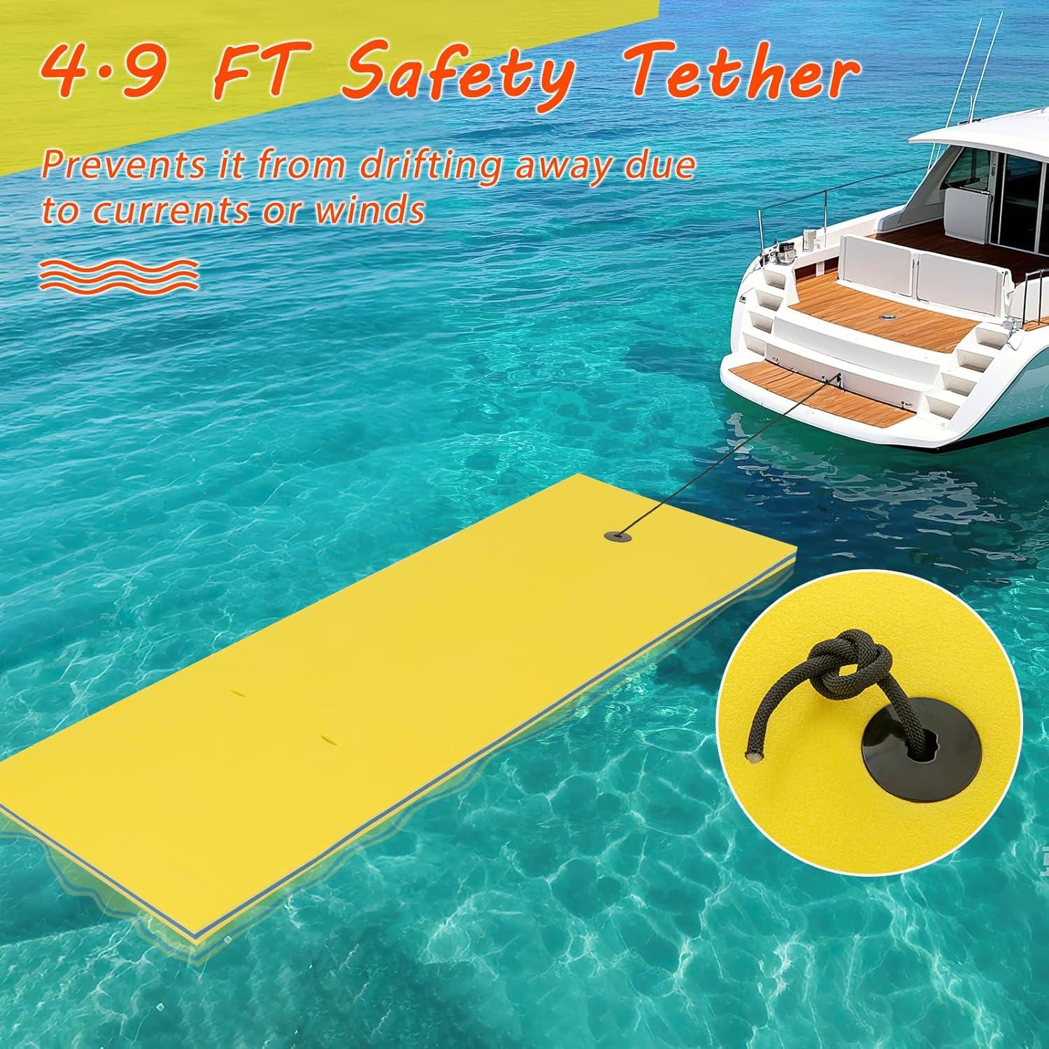 Costway 3-Layer Tear-Resistant Foam Floating Pad Island Water Sports Relaxing Yellow