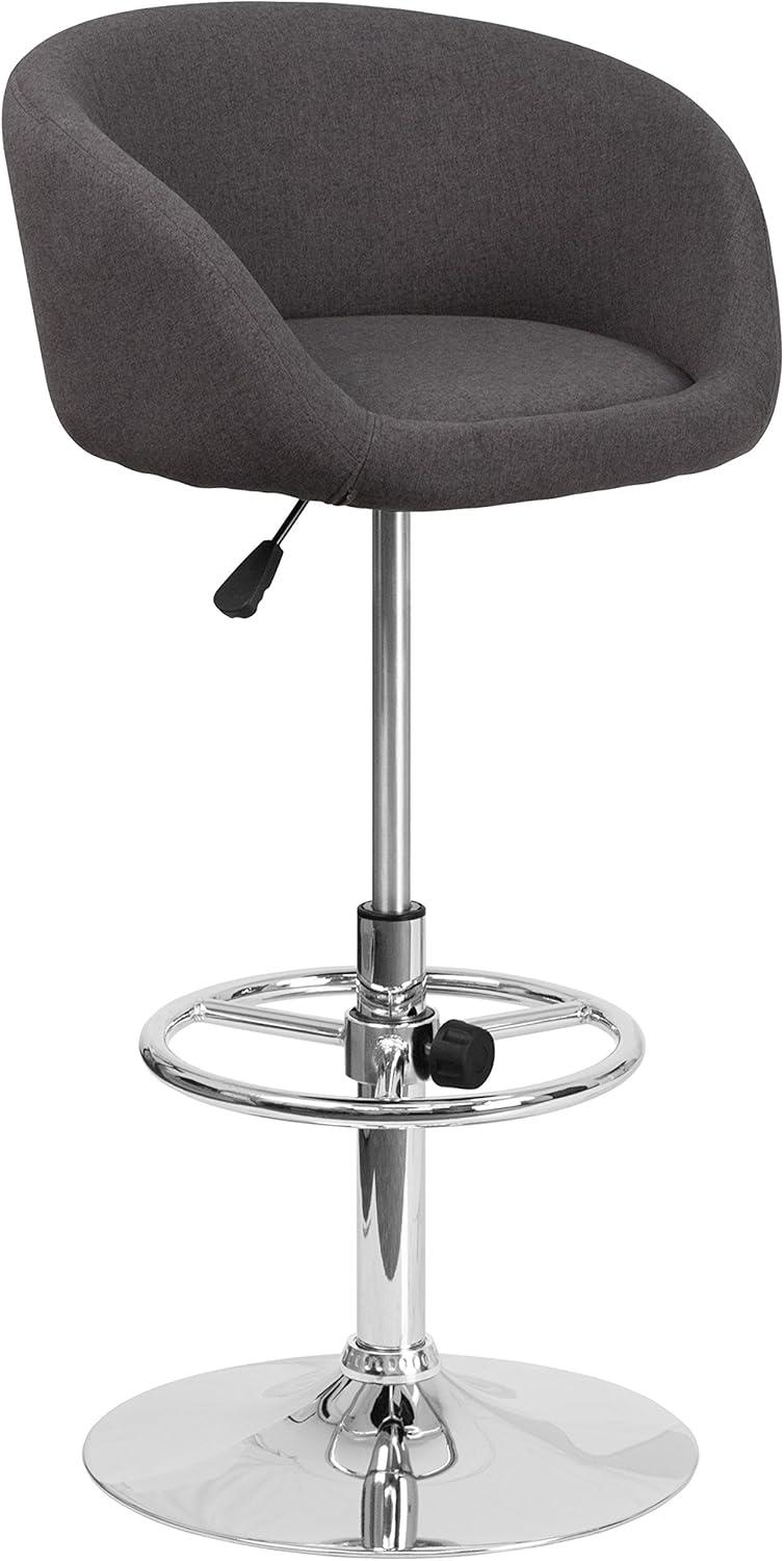 Charcoal Fabric Swivel Adjustable Barstool with Chrome Base