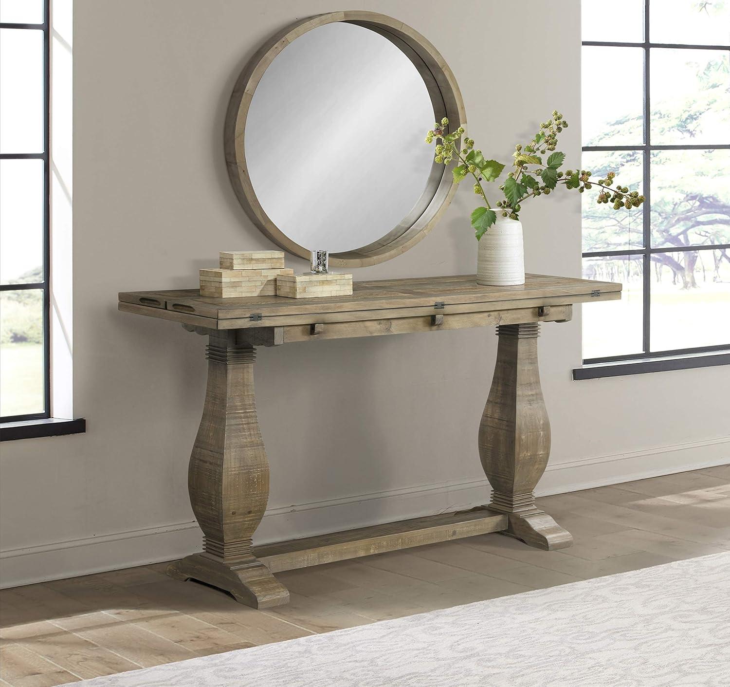 Versatile Farmhouse Flip-Top Console Table in Reclaimed Natural Pine