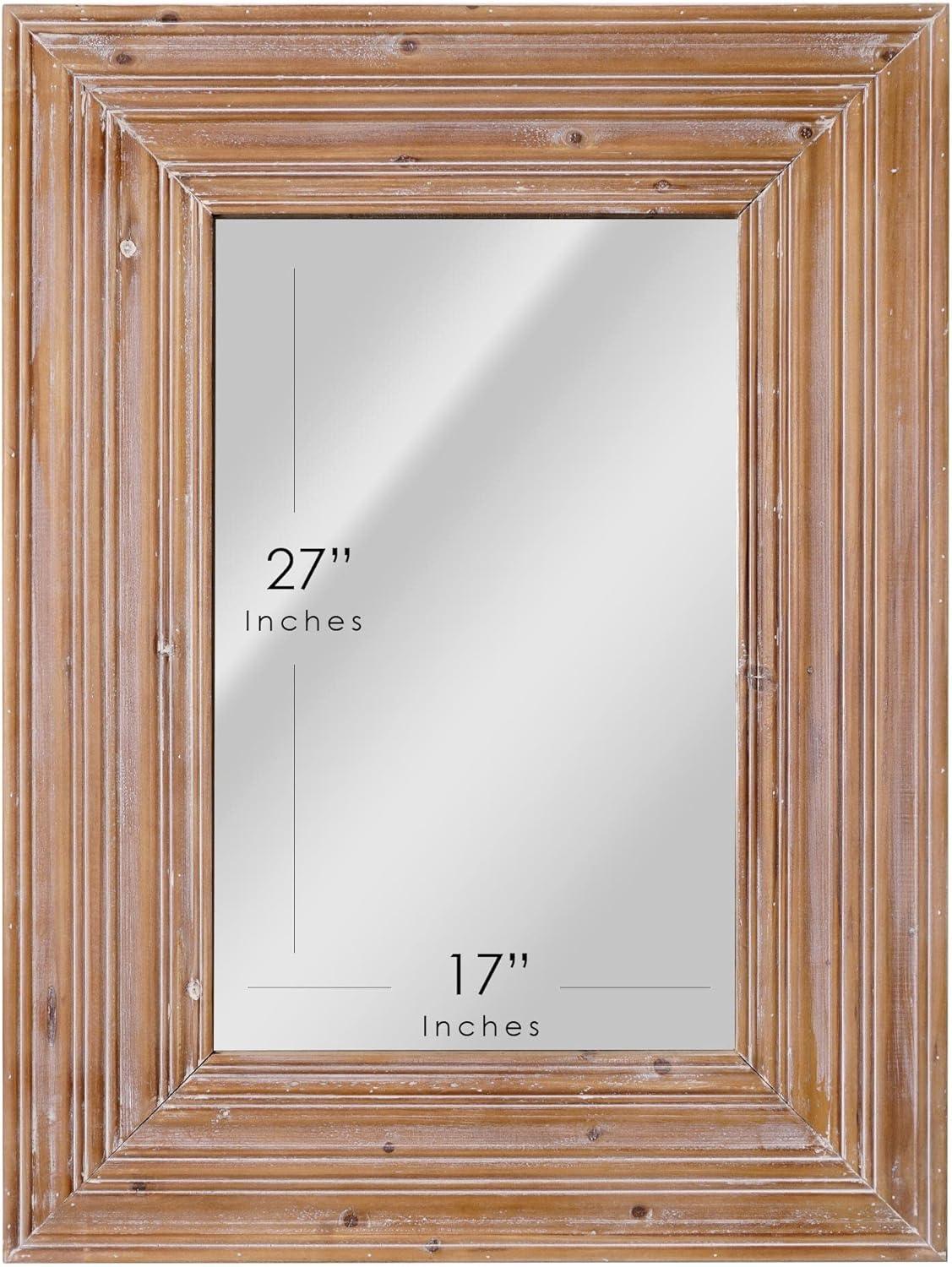 Head West Natural Whitewash Wood Farmhouse Wall Accent Mirror - 30 x 40