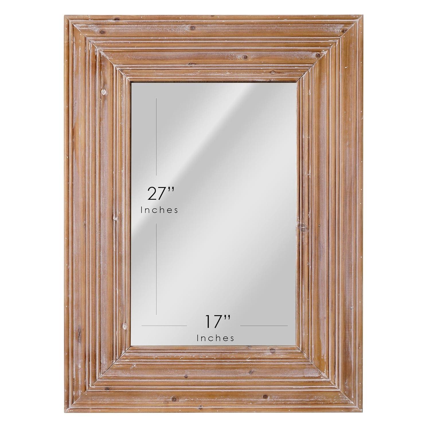 Head West Natural Whitewash Wood Farmhouse Wall Accent Mirror - 30 x 40
