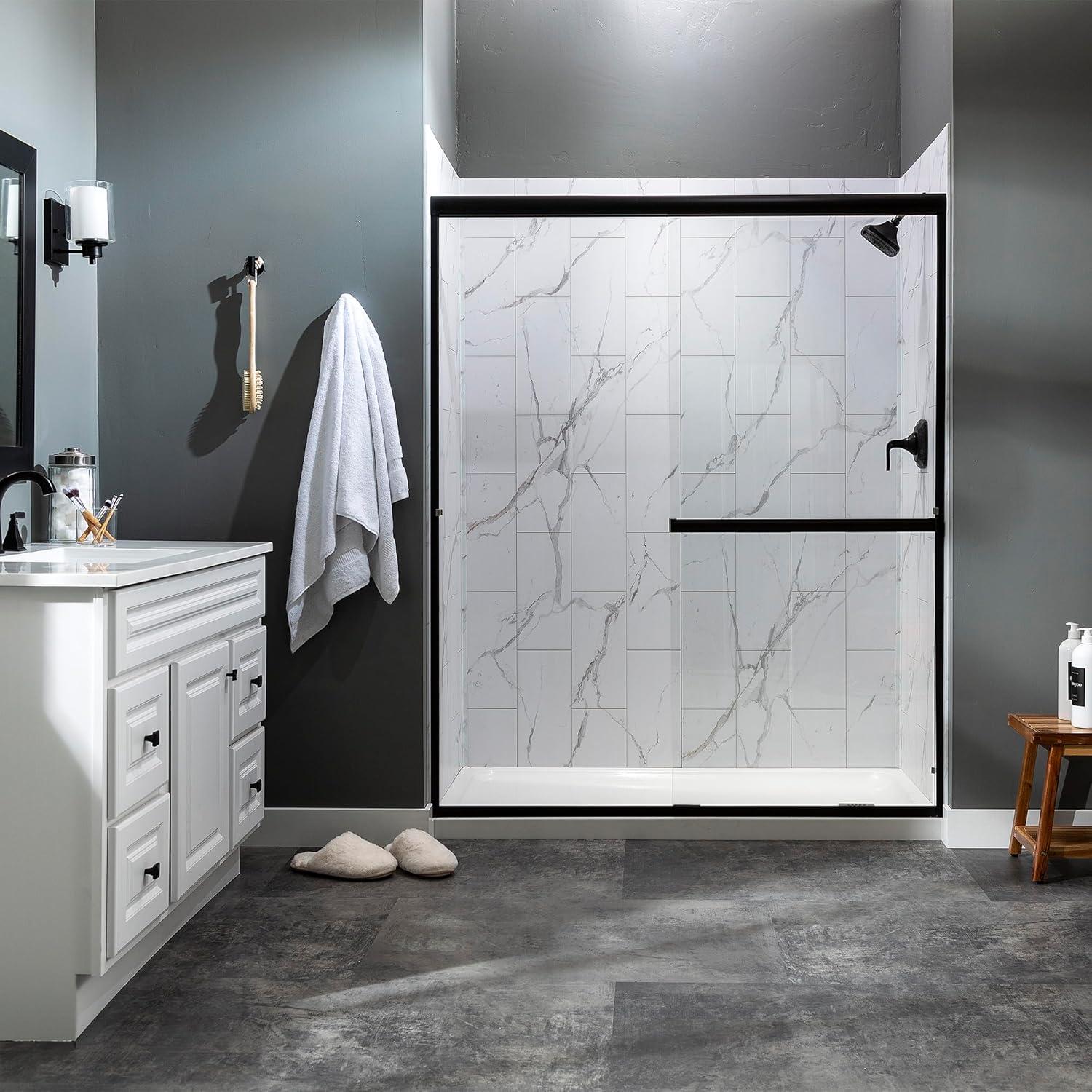 Palisade Palisade 78in x 60in x 32in Waterproof Vinyl Shower Surround Kit with Accessories in Urban Glacier