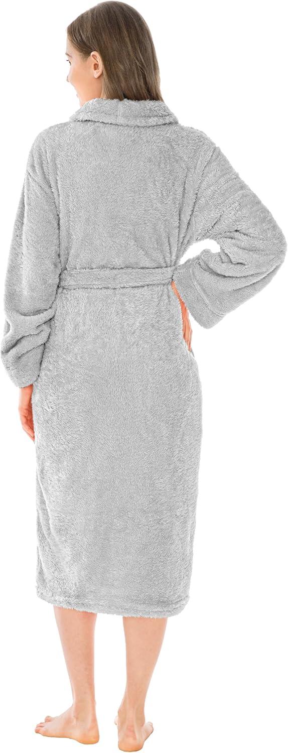 PAVILIA Premium Womens Plush Soft Robe Fluffy Warm, Fleece Faux Shearling Shaggy Bathrobe