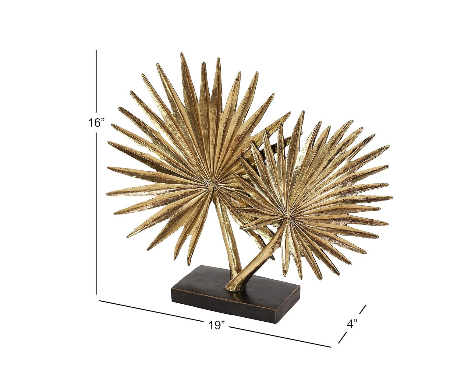 Deco 79 Polystone Leaf Palm Sculpture, 19" x 4" x 16", Gold