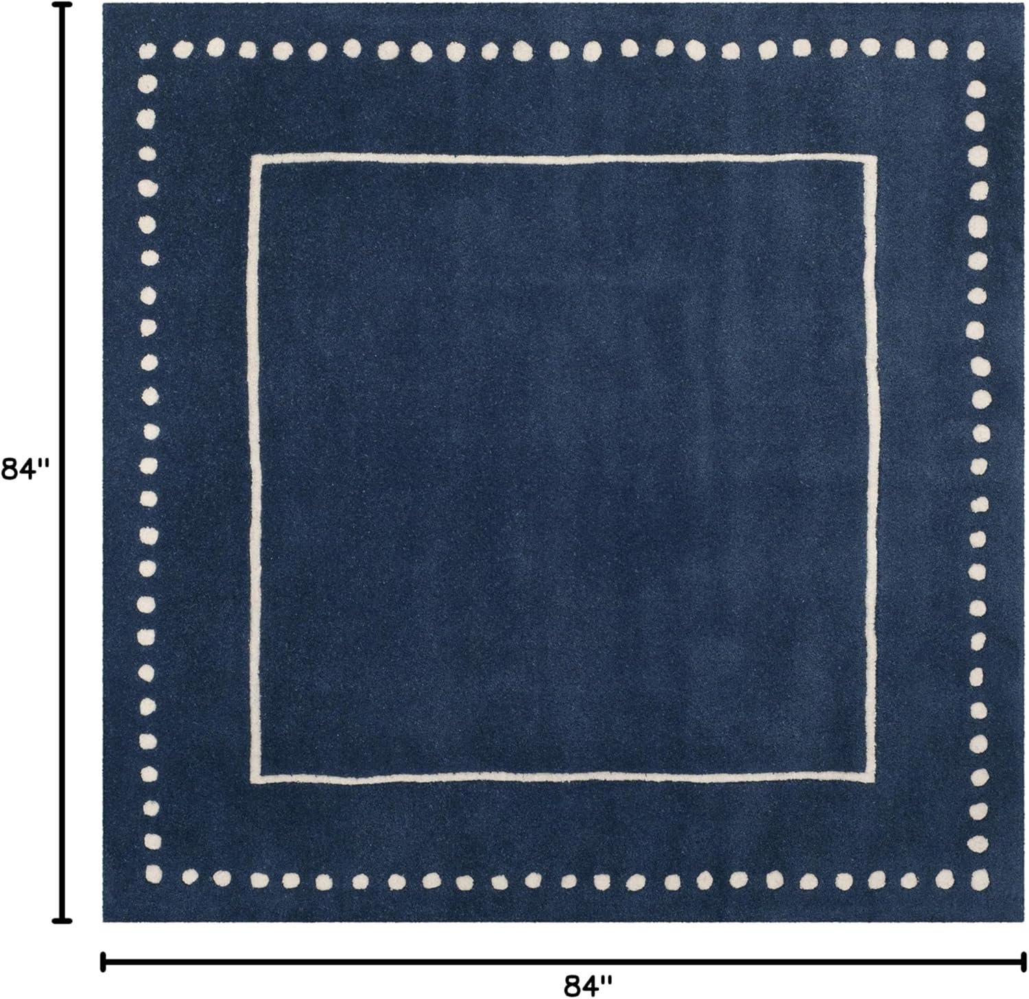 Bella BEL151 Hand Tufted Area Rug - Navy Blue/Ivory - 7'x7' - Safavieh..