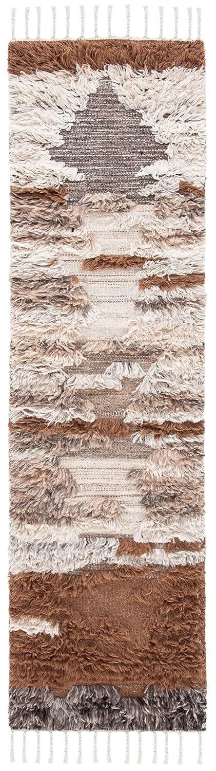 Kenya KNY225 Hand Knotted Runner Rug - Grey/Brown - 2'3"x8' - Safavieh