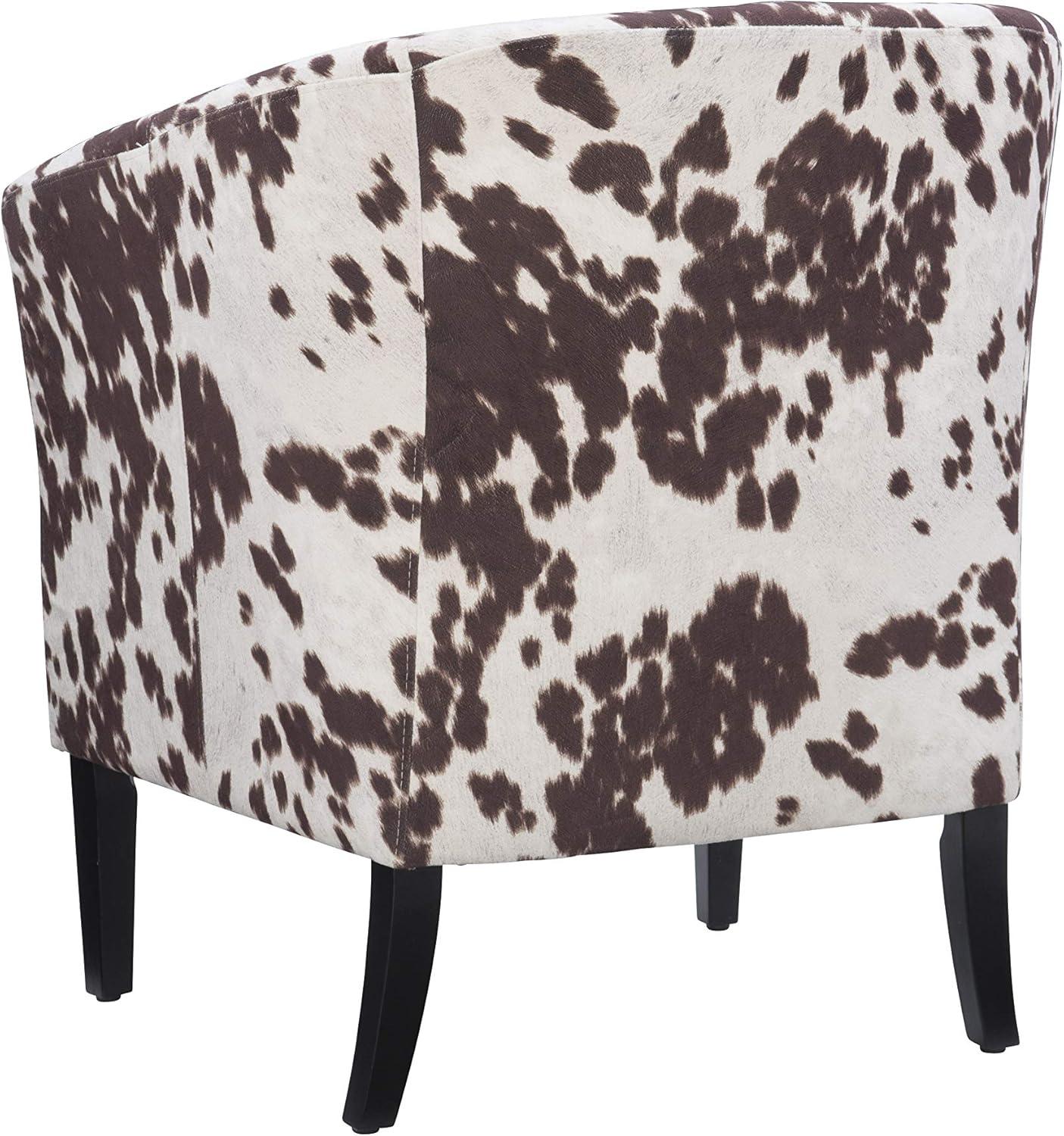 Simon Modern Barrel Club Chair: Udder Madness Pattern, Microfiber - Linon