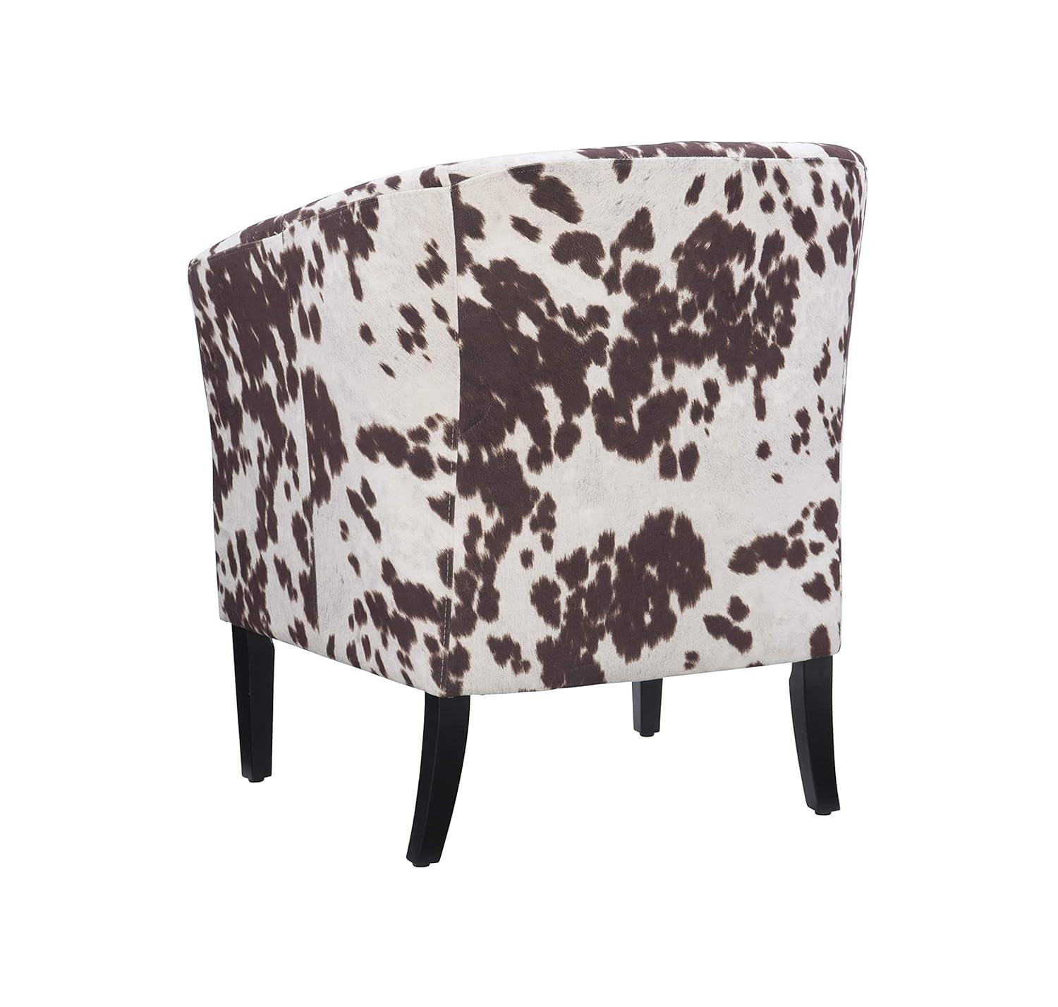 Simon Modern Barrel Club Chair: Udder Madness Pattern, Microfiber - Linon