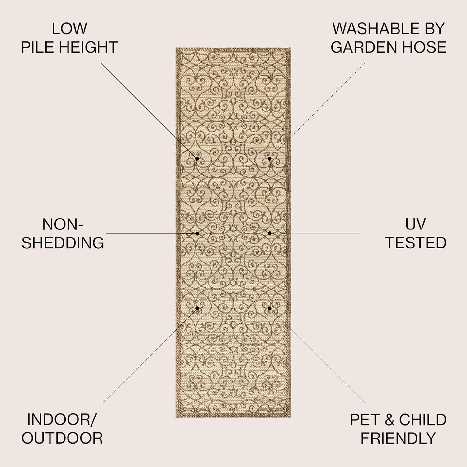 Madrid Vintage Filigree Textured Weave Indoor/Outdoor Area Rug - JONATHAN Y