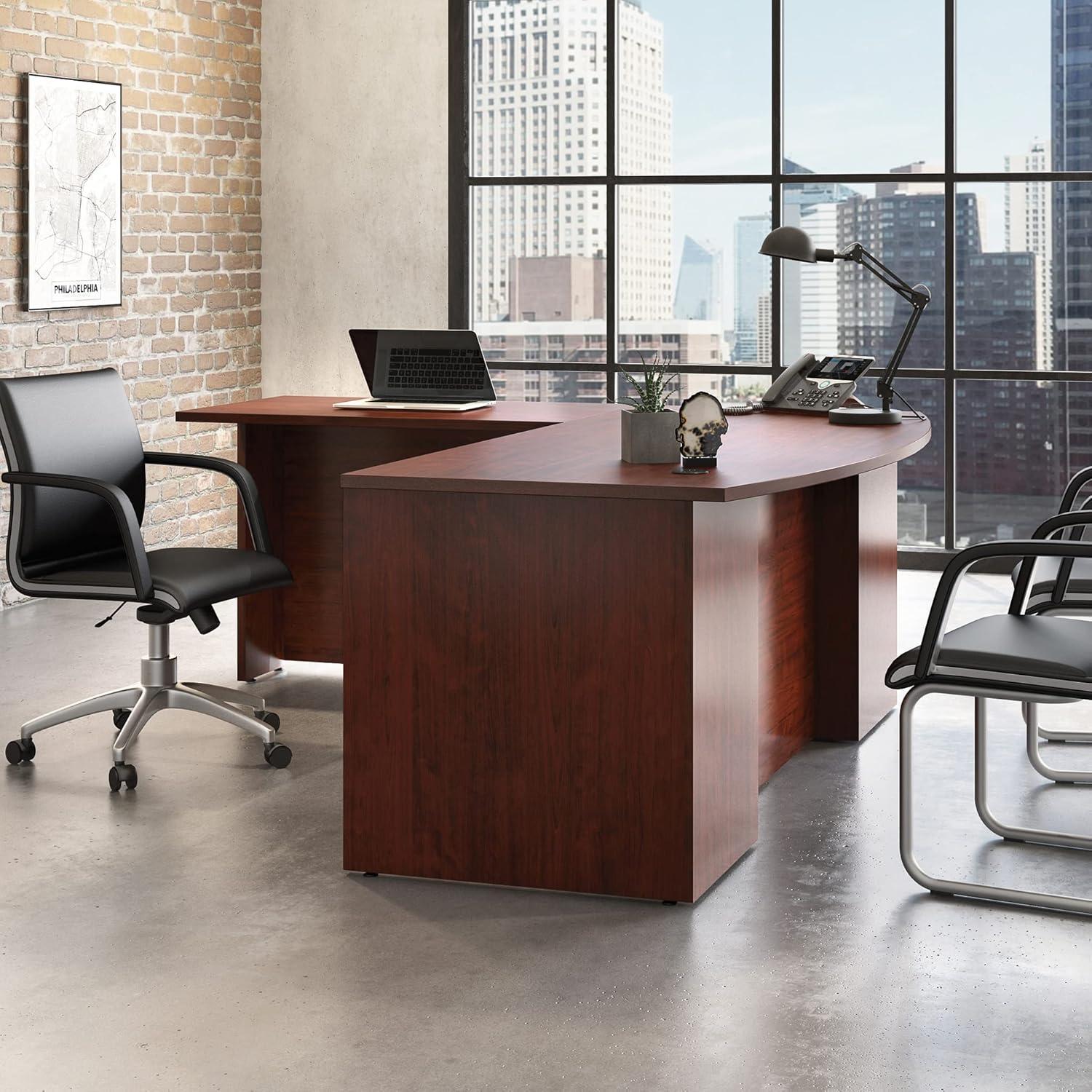 Classic Cherry 72" Bowfront Executive L-Desk with 42" Return