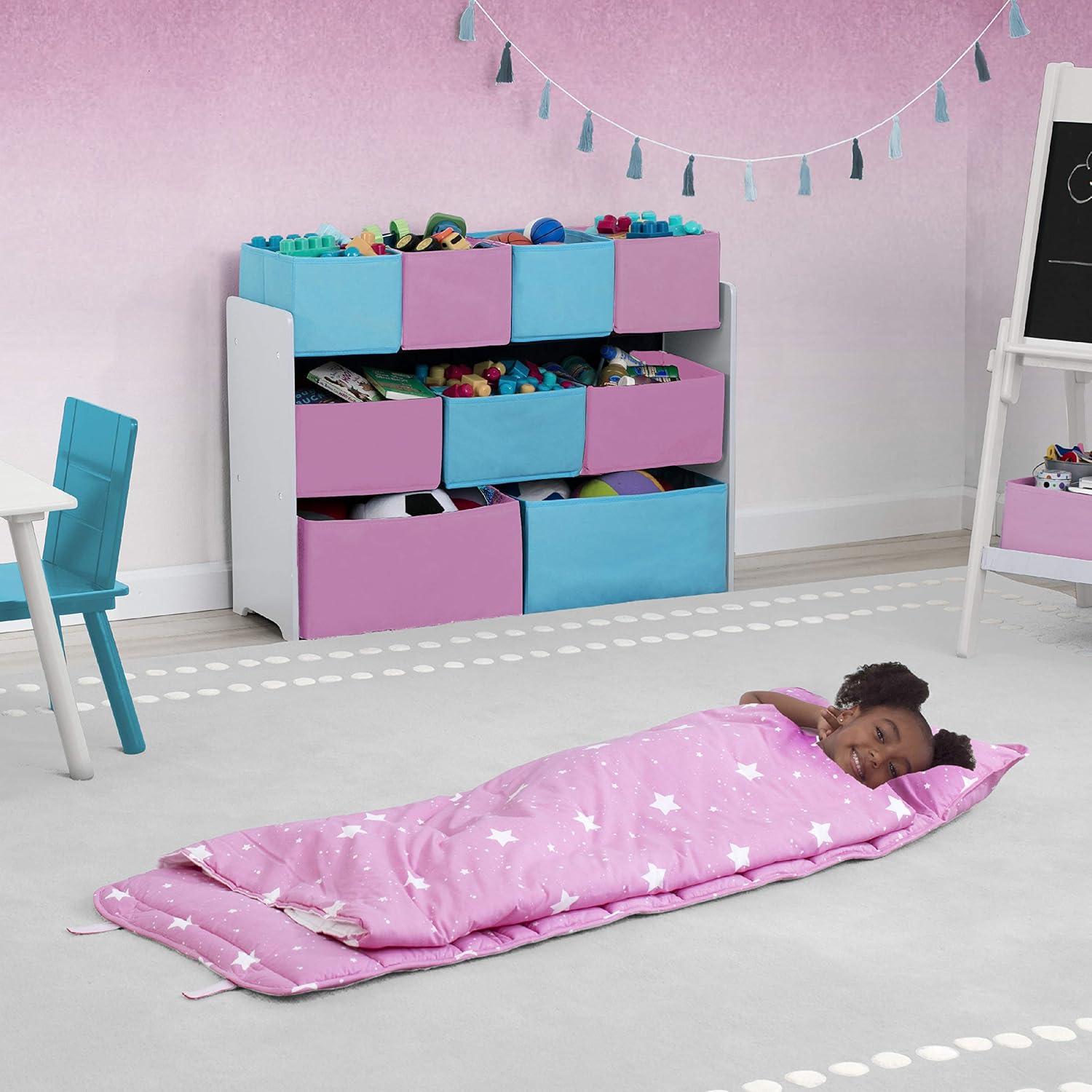 Delta Children Nap Mat for Toddlers and Kids | Pillow and Blanket | Rollup Design | Preschool & Daycare, Blushing Stars