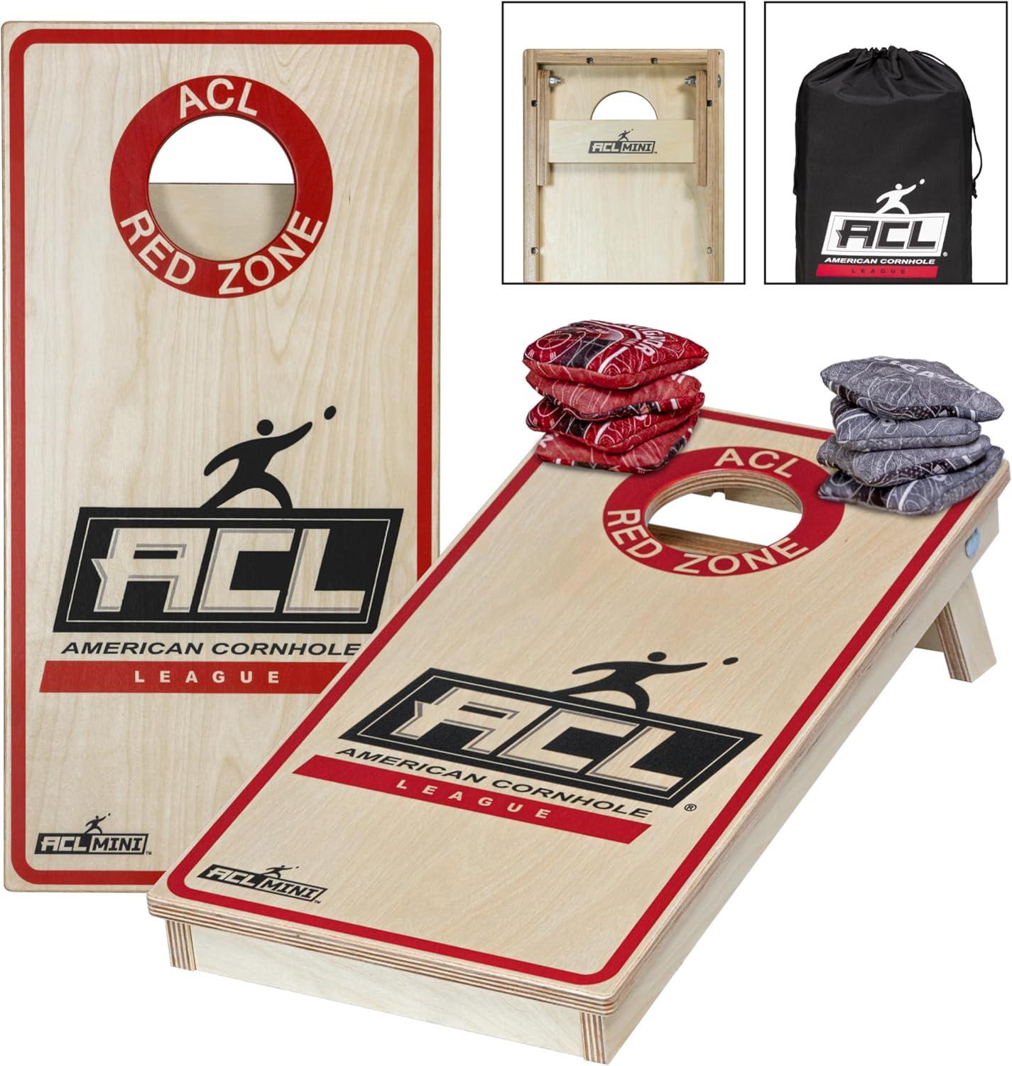 Compact Red and Black Birch Cornhole Board Set with Bags