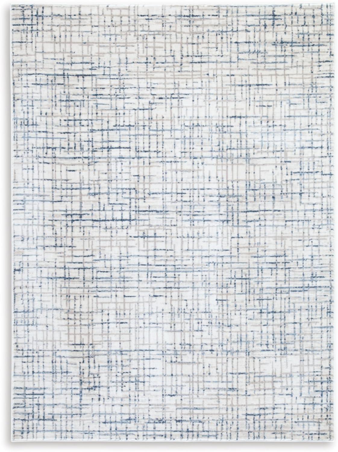 Blue and Gray Rectangular 5' x 7' Synthetic Area Rug