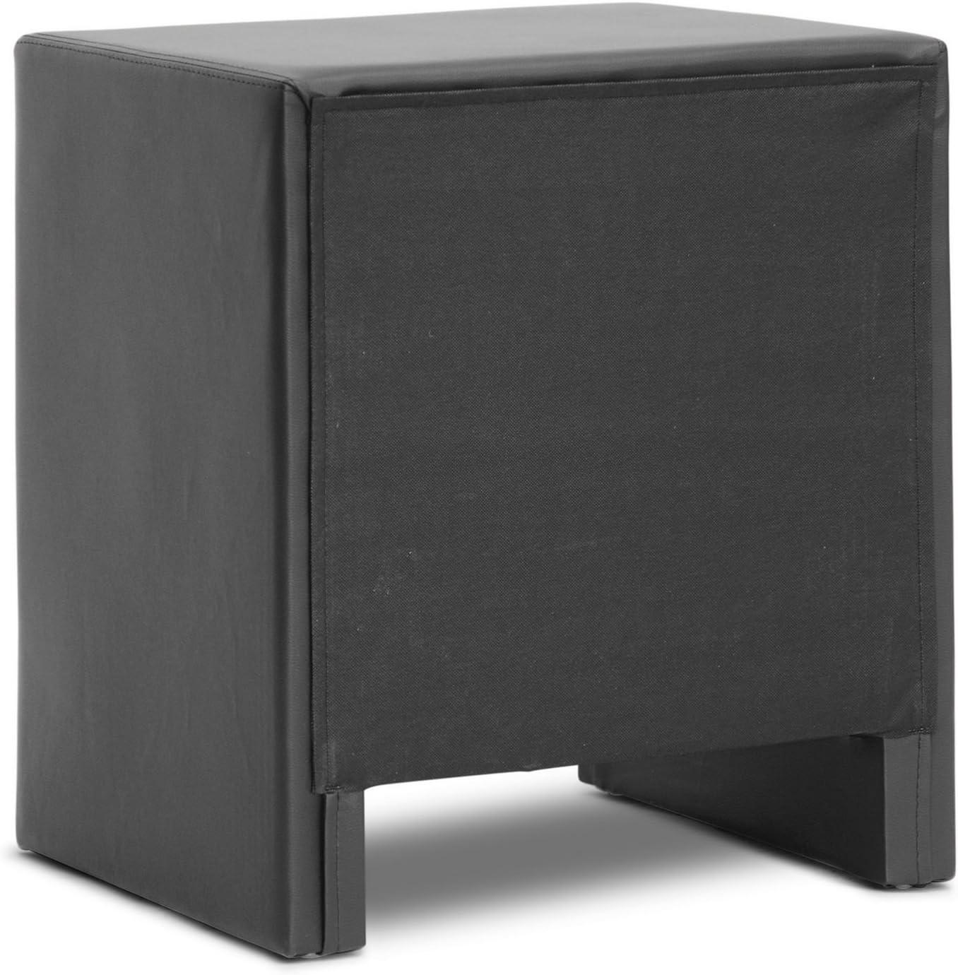 Baxton Studio Frey Upholstered Modern Nightstand Black: Faux Leather, Wood Frame, Bedside Table with Anti-Tip Hardware