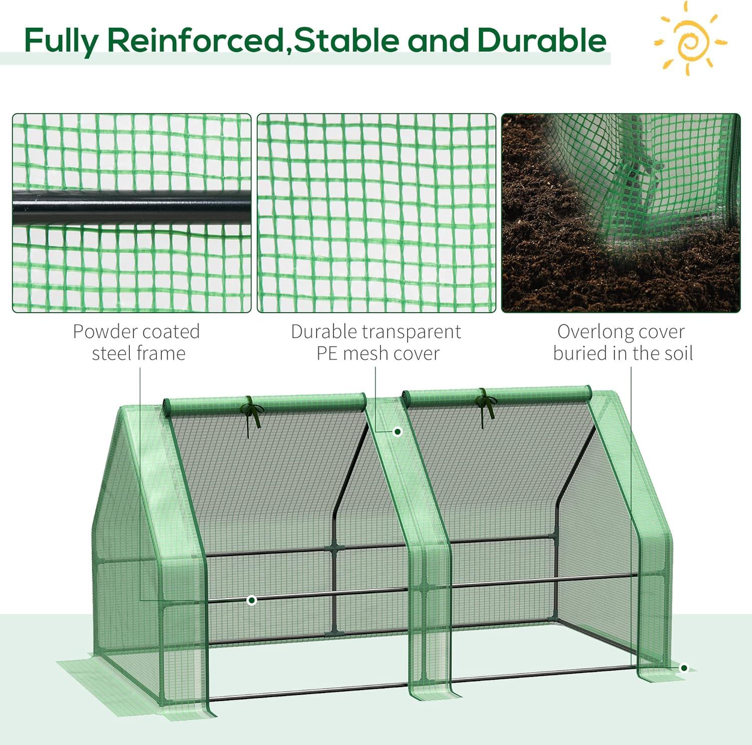 Outsunny 6' x 3' x 3' Mini Greenhouse Portable Hot House with Large Zipper Doors & Water/UV PE Cover for Outdoor and Garden, Green