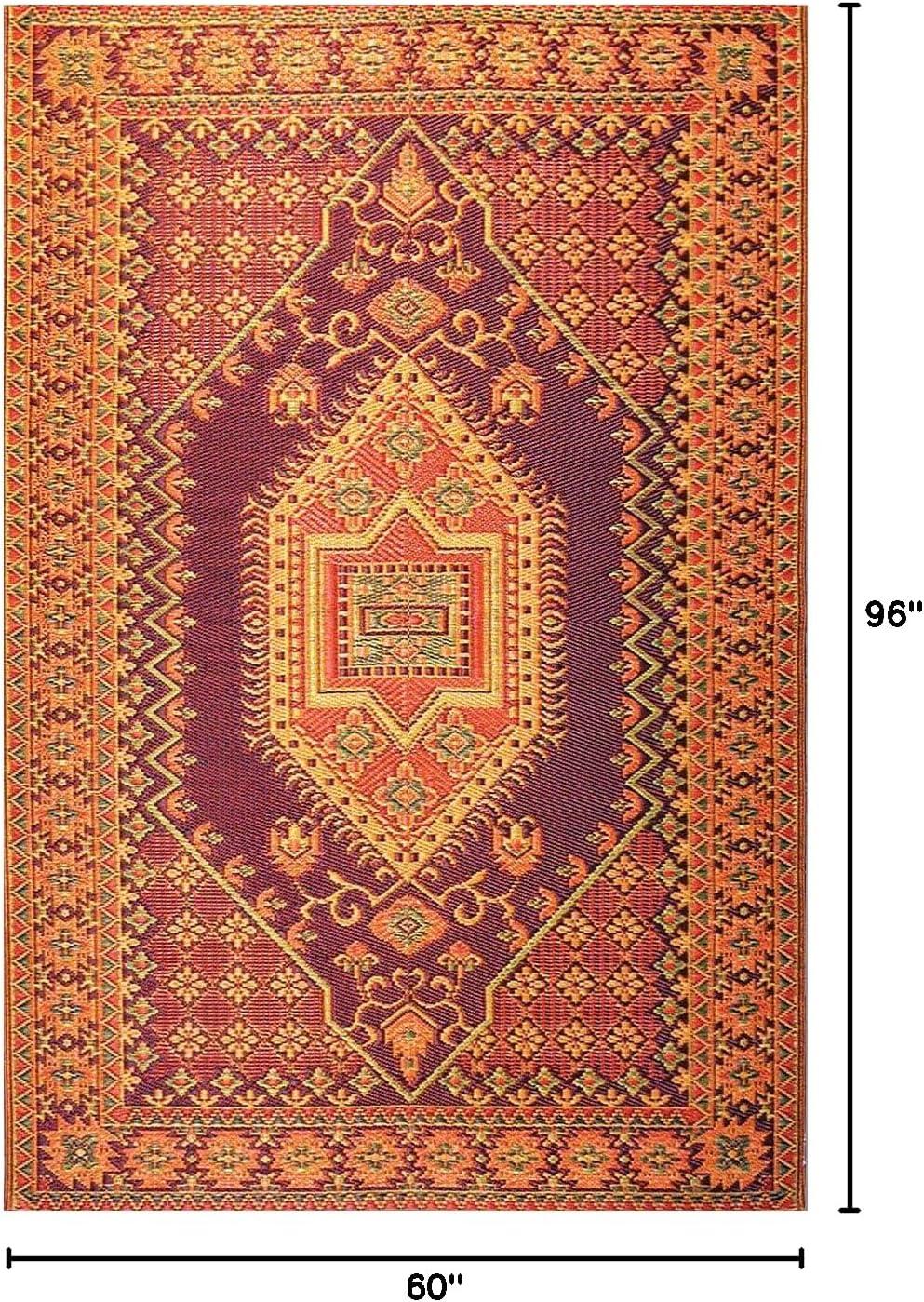 Oriental Turkish Polypropylene Rug Reversible Rust Outdoor, UV Resistant, 100% Recycled Material