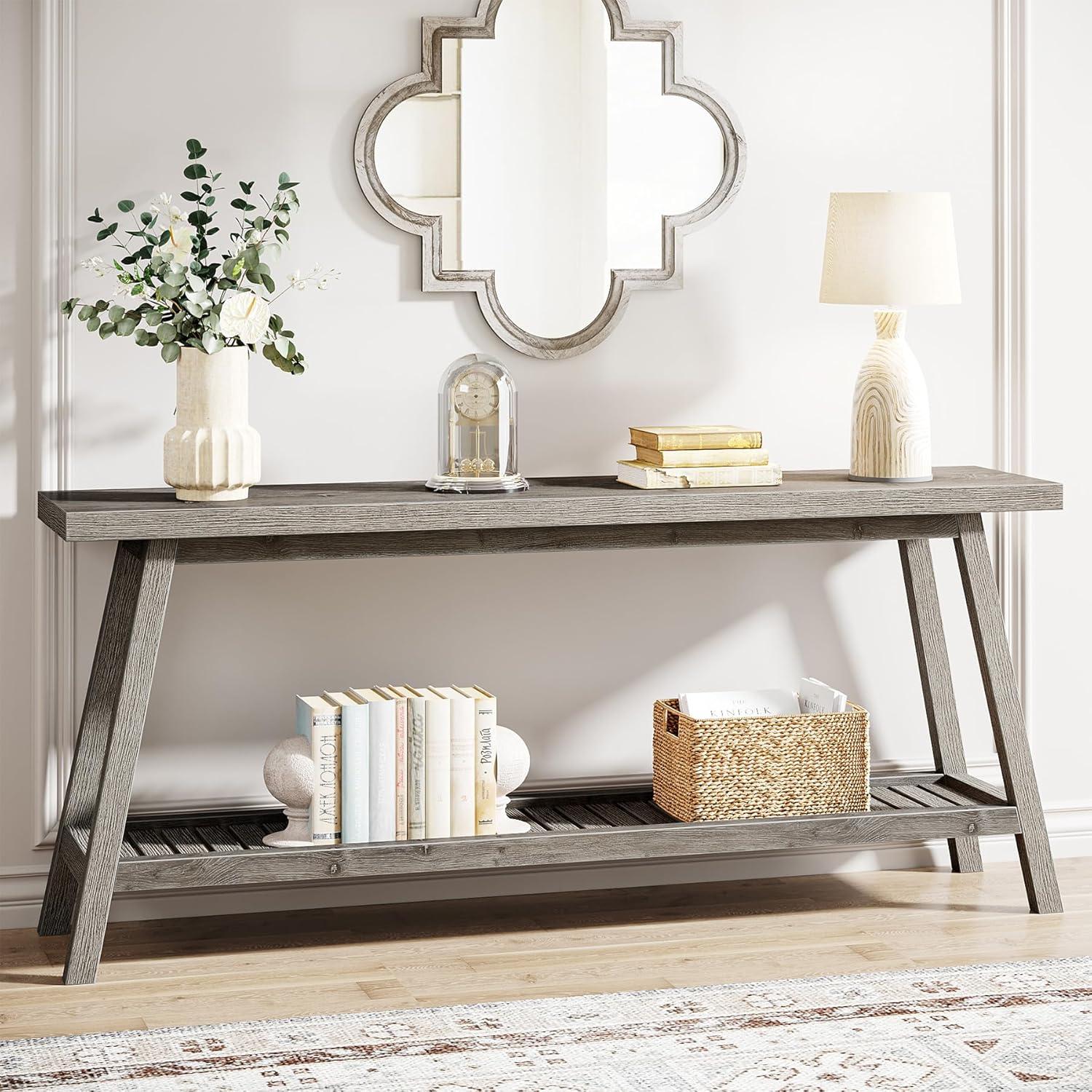 Farmhouse 70.9 Inches Console Entryway Table Grey