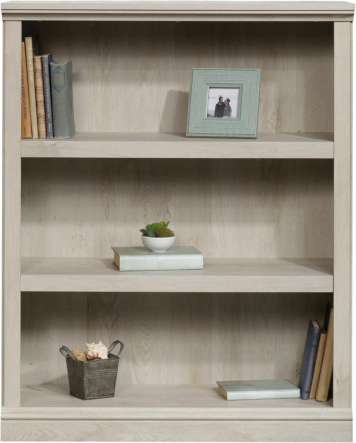44" 3 Shelf Bookcase White - Sauder: Farmhouse Style, Smooth Laminate Finish, MDF Construction