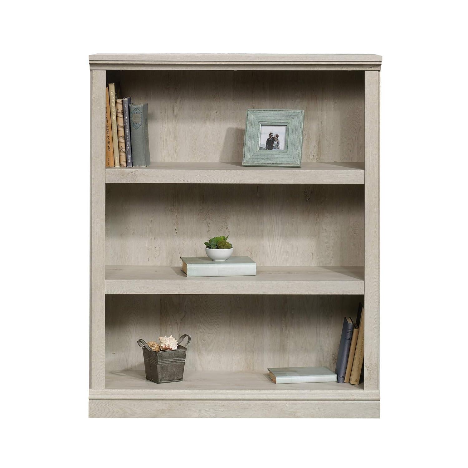 44" 3 Shelf Bookcase White - Sauder: Farmhouse Style, Smooth Laminate Finish, MDF Construction