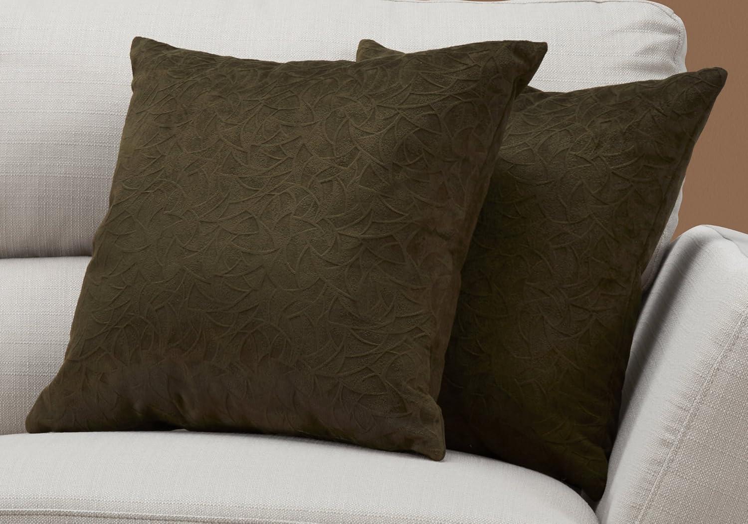 Monarch Specialties Inc. Pillows, Set Of 2, 18 X 18 Square, Insert Included, Accent, Sofa, Couch, Bedroom, Polyester (Set of 2)