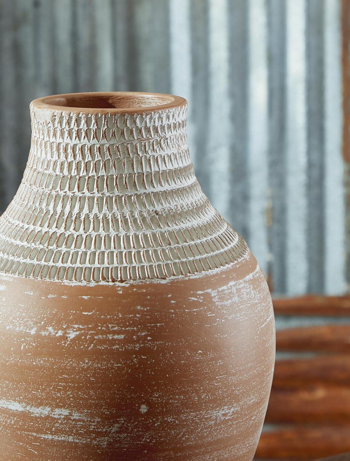 Signature Design by Ashley Reclove Vase, Distressed White