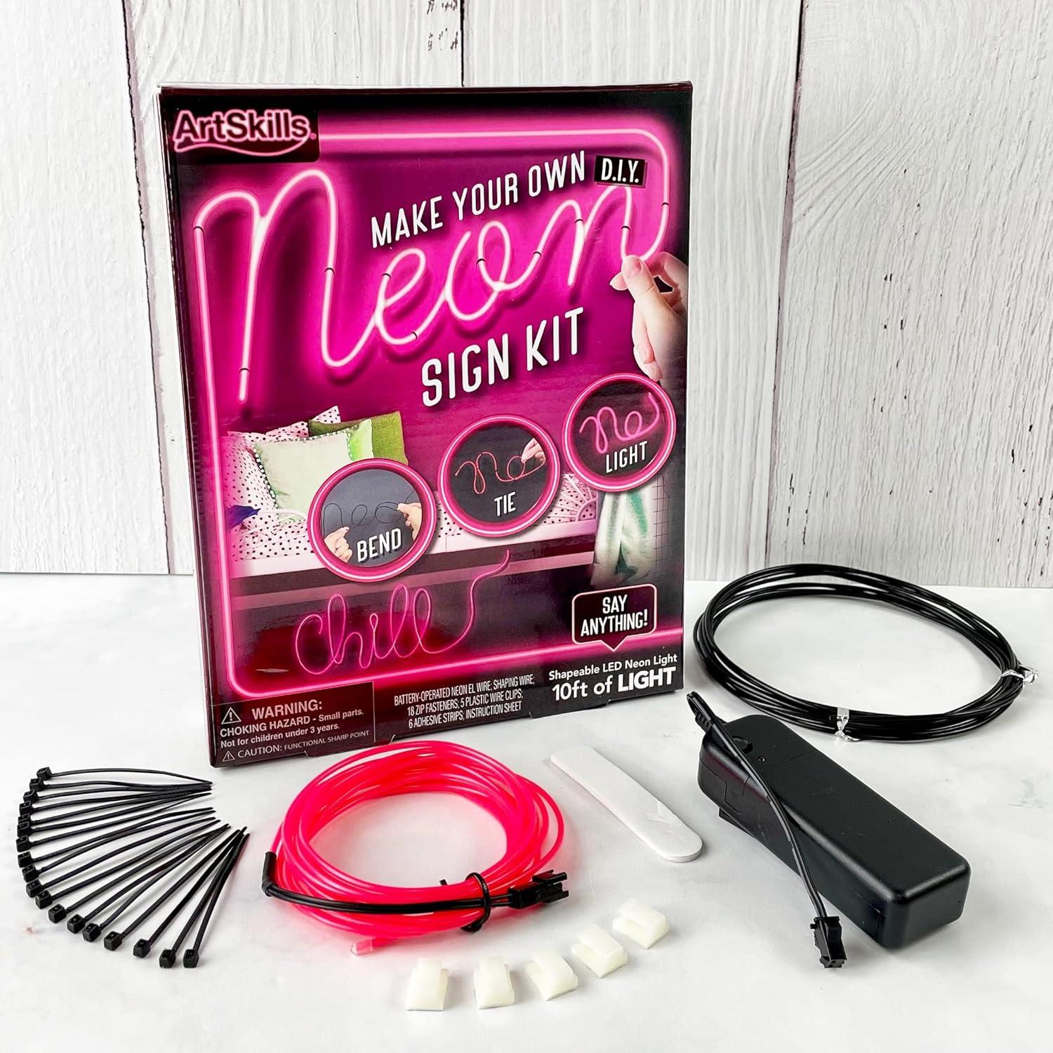 ArtSkills Make Your Own Neon Sign Kit, Pink Neon Lights for Bedroom Décor, Wall Décor, LED Flexible Light Strip for Custom Neon Signs