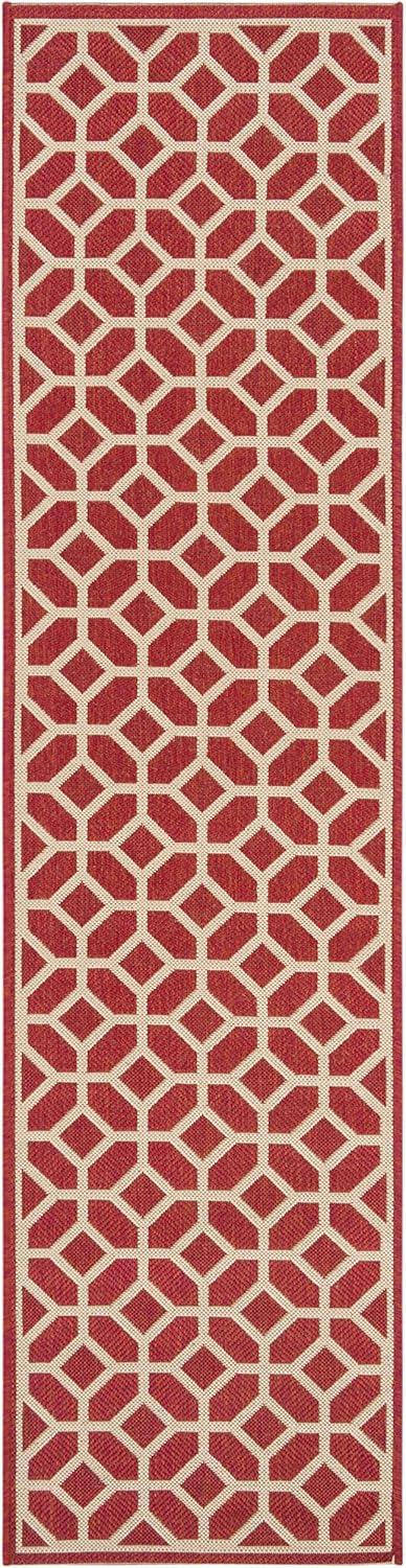 Beach House BHS127 POWER LOOMED Indoor/Outdoor Runner Rug - Red/Creme - 2'2"x6' - Safavieh