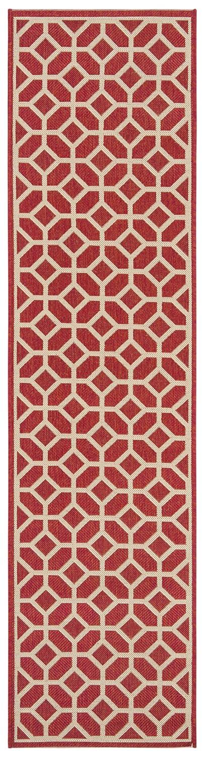 Beach House BHS127 POWER LOOMED Indoor/Outdoor Runner Rug - Red/Creme - 2'2"x6' - Safavieh