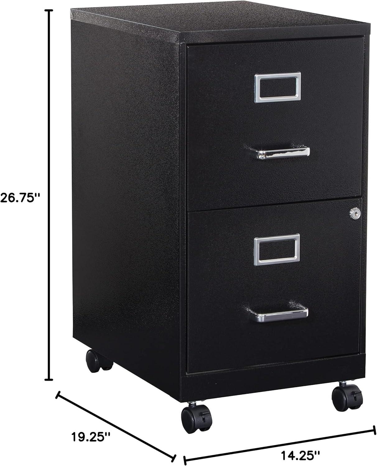 2 Drawer Mobile Locking Metal File Cabinet in Black