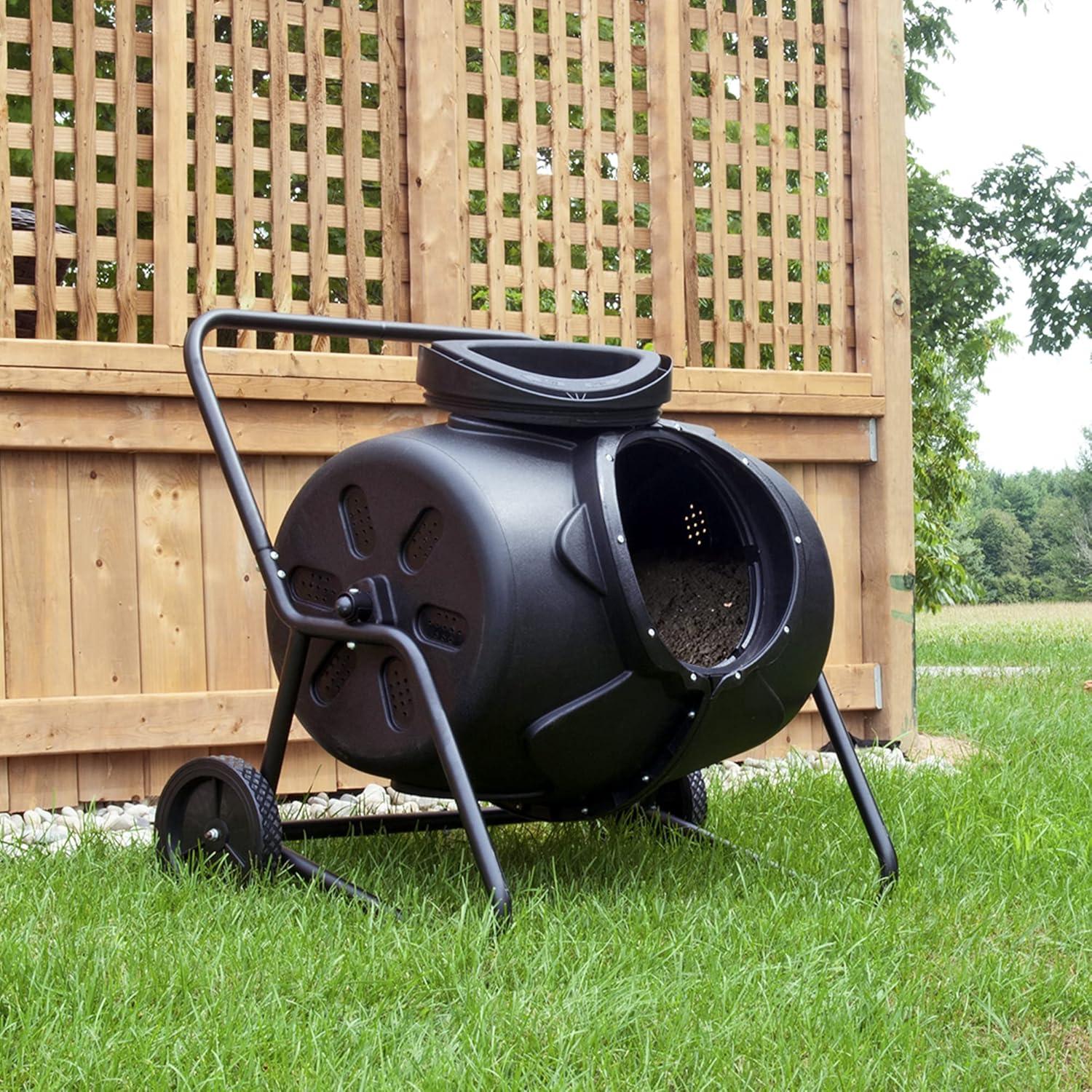 Koolscapes 50 Gal Tumbler Composter, 169L Rotating Outdoor Compost Bin with Twist Lock Lid