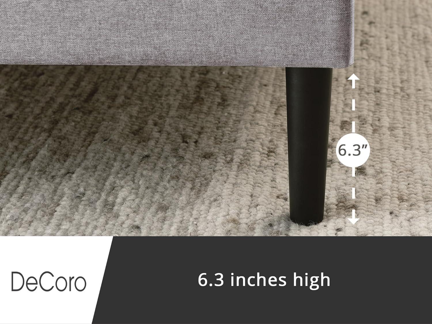 DeCoro Mornington Upholstered 2.0 Platform Full Size Bed Frame with Headboard for Indoor Use, Bedrooms, and Sleep Essentials, Queen, Grey