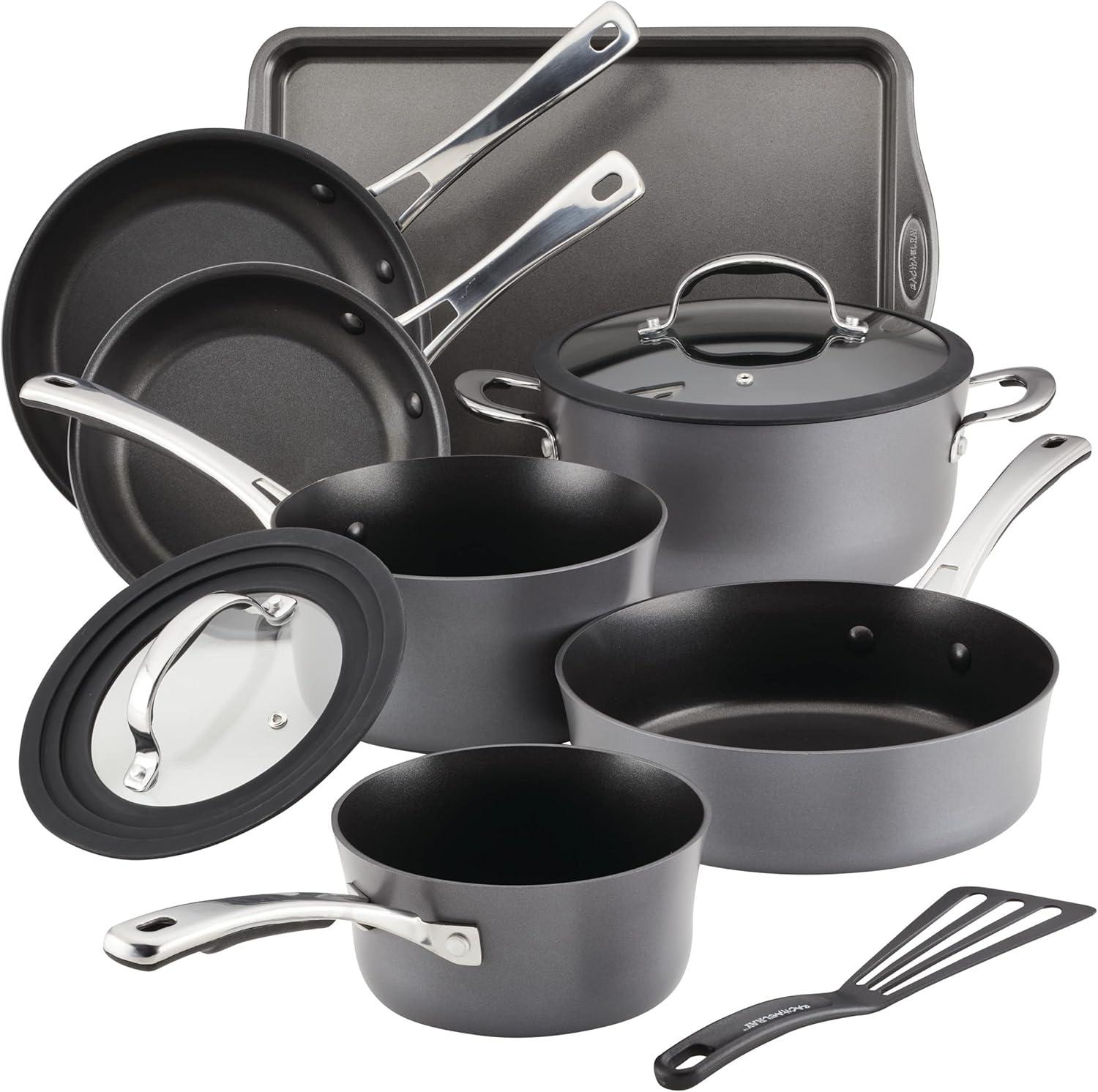 Black Hard Anodized Nonstick 10-Piece Cookware Set