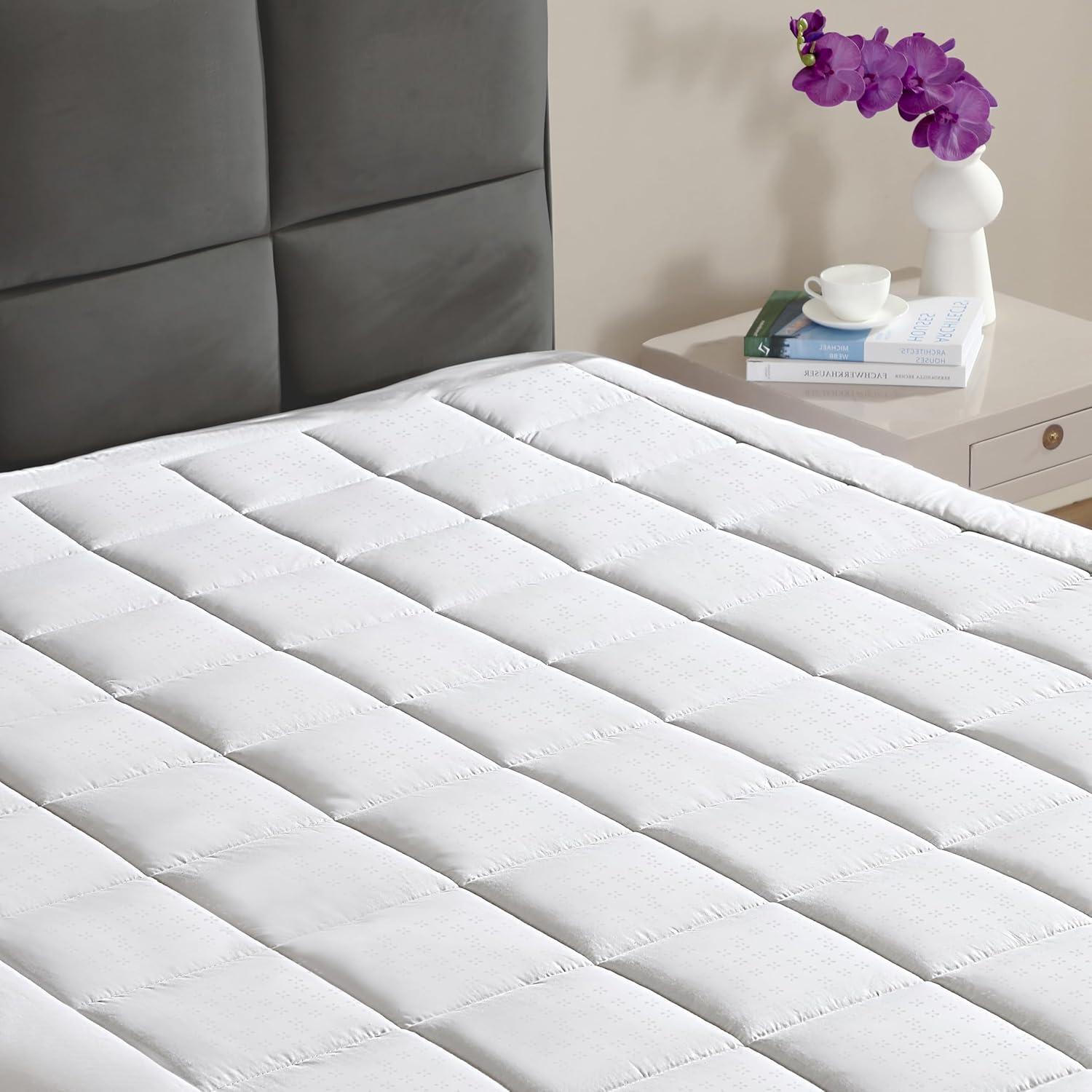 CIRCLESHOME Ultra-Plush Down Alternative Cotton Top Mattress Pad for Comfort & Protection