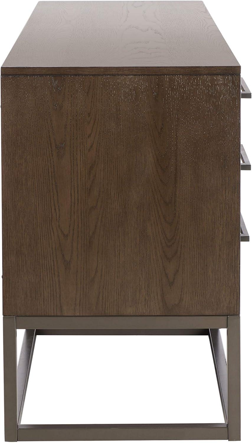 Estelle Ash Brown and Gunmetal Modern 6-Drawer Dresser