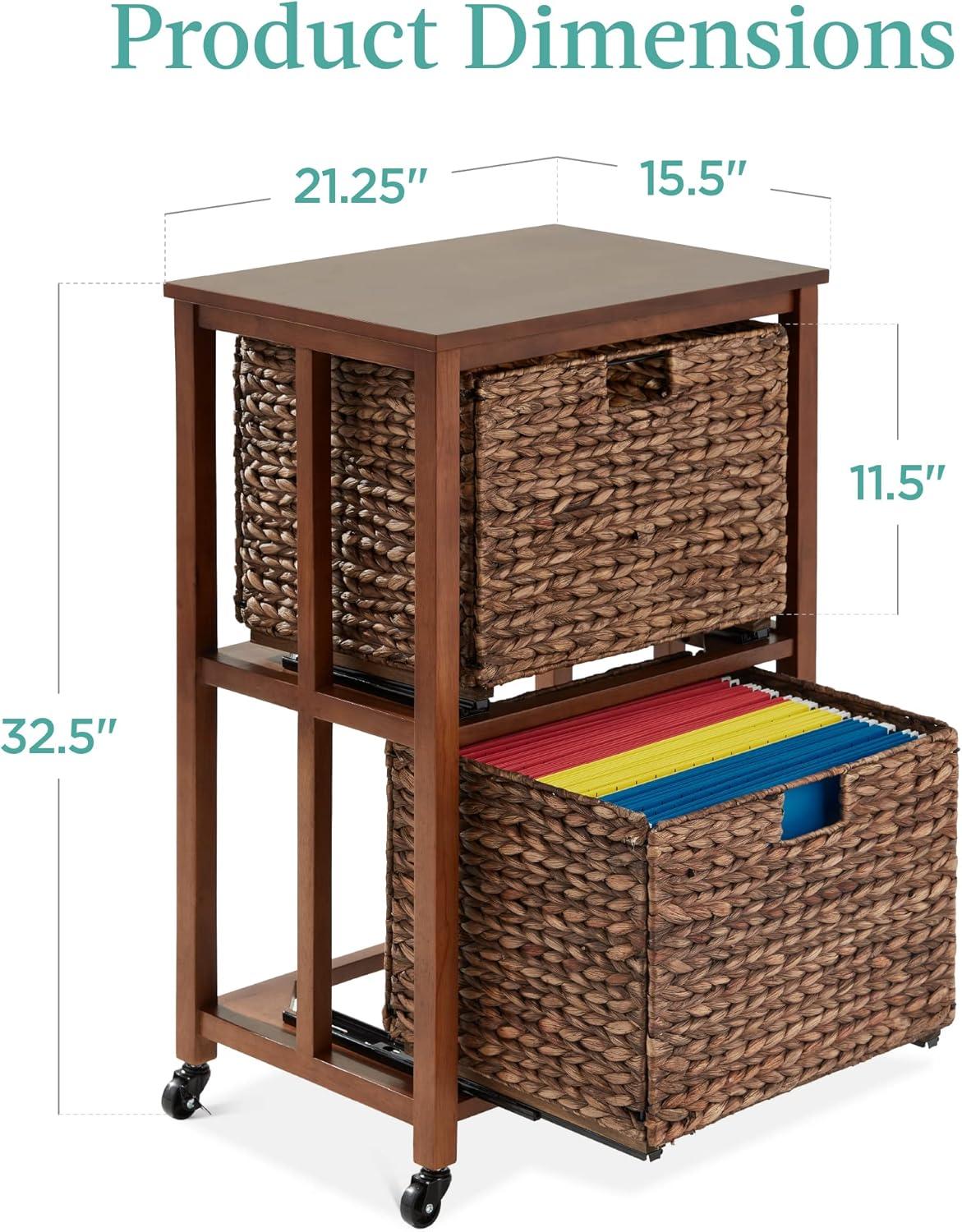 Vertical Mobile Legal Size File Cabinet with Rubberwood Frame