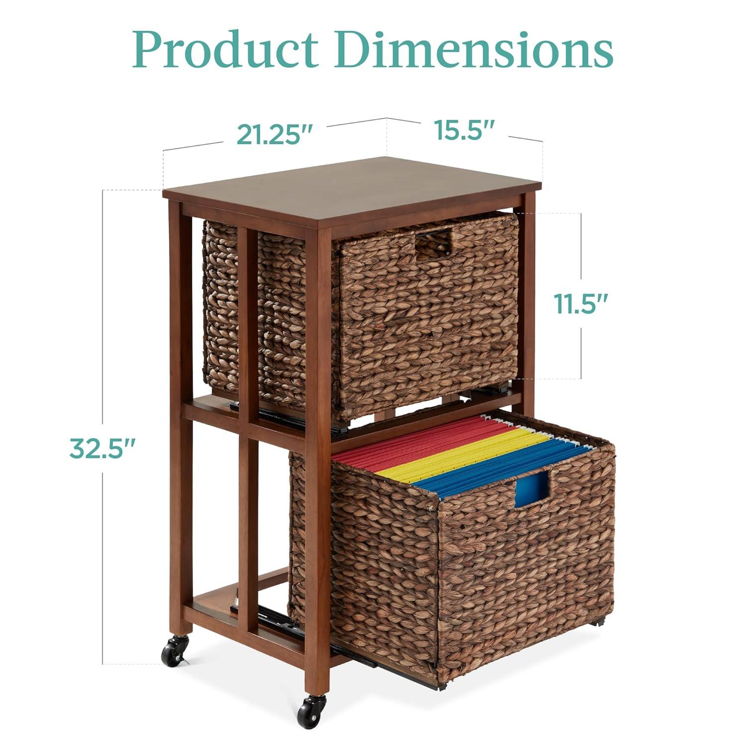 Best Choice Products Vertical Rolling File Cabinet for Home, Office w/ Rubberwood Frame, Locking Caster Wheels - Mocha
