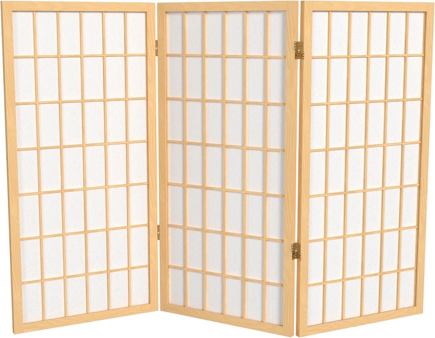 3 ft. Tall Window Pane Shoji Screen (3 Panels) - Oriental Furniture