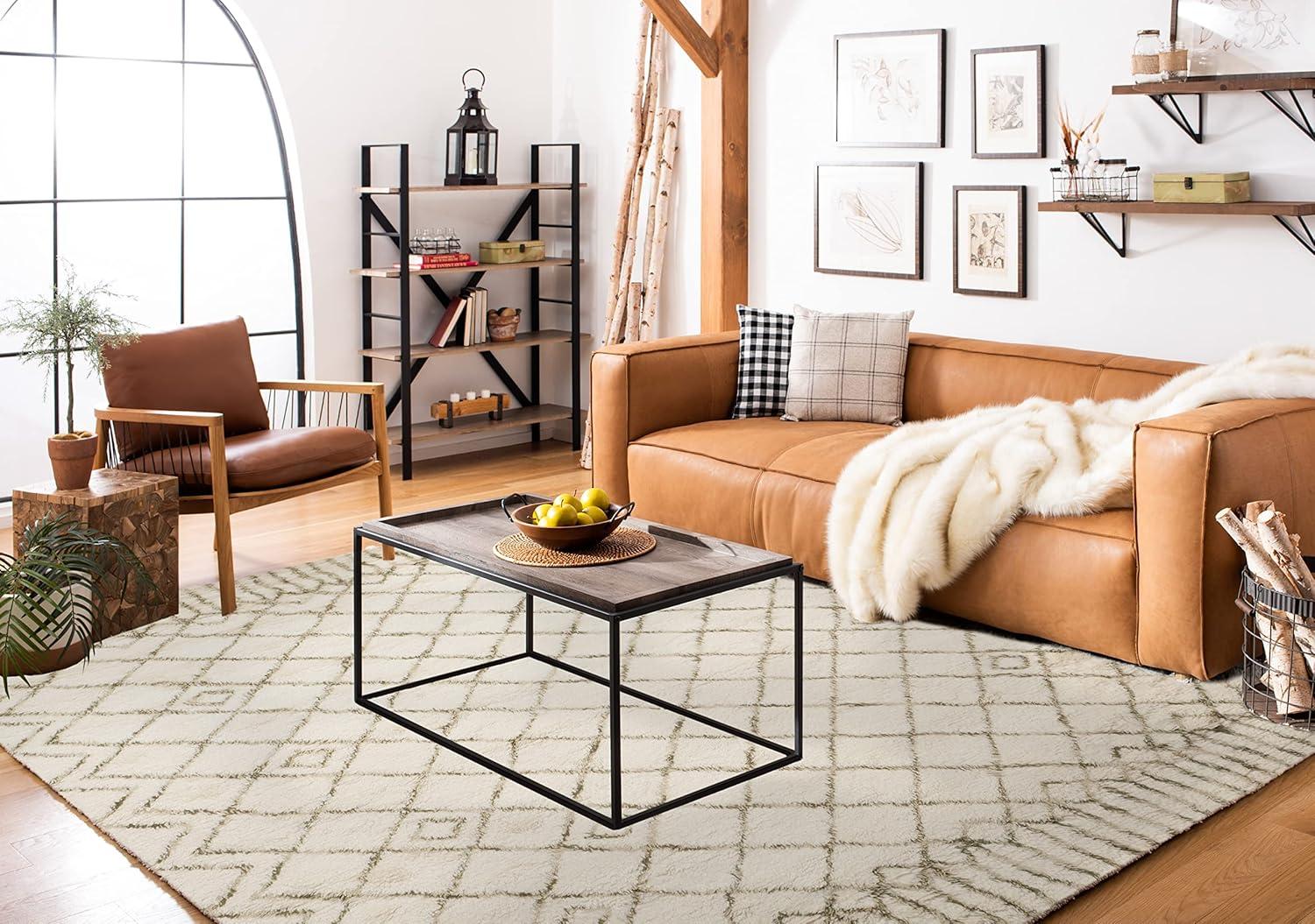 Safavieh Casablanca Contemporary Hand-Knotted Wool Runner Rug-Color:Ivory/Green,Shape:Large Rectangle,Size:8' x 10'