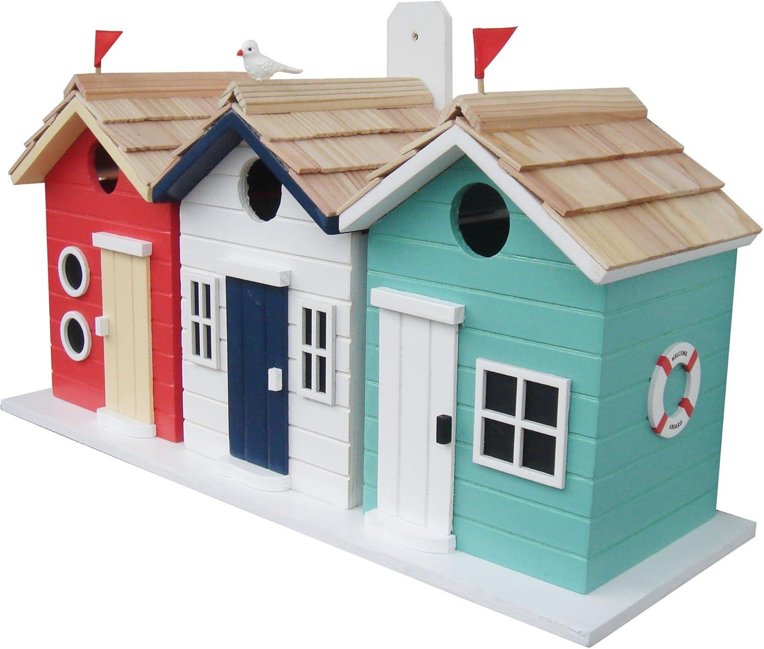 Home Bazaar Birds of a Feather Series Brighton Beach Huts 8.5 in x 17 in x 6 in Birdhouse